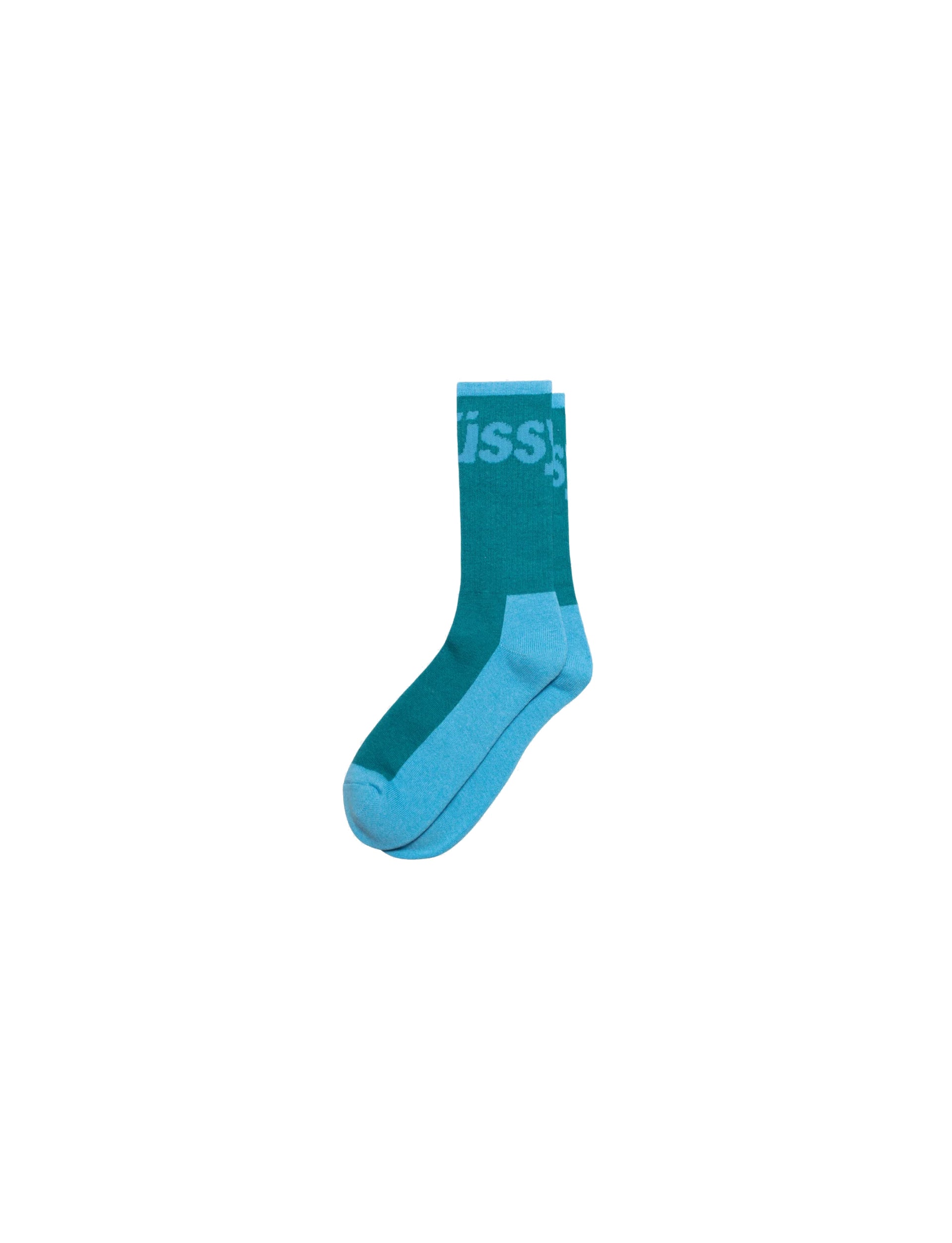 STÜSSY LOGO JACQUARD TRAIL SOCKS AQUA