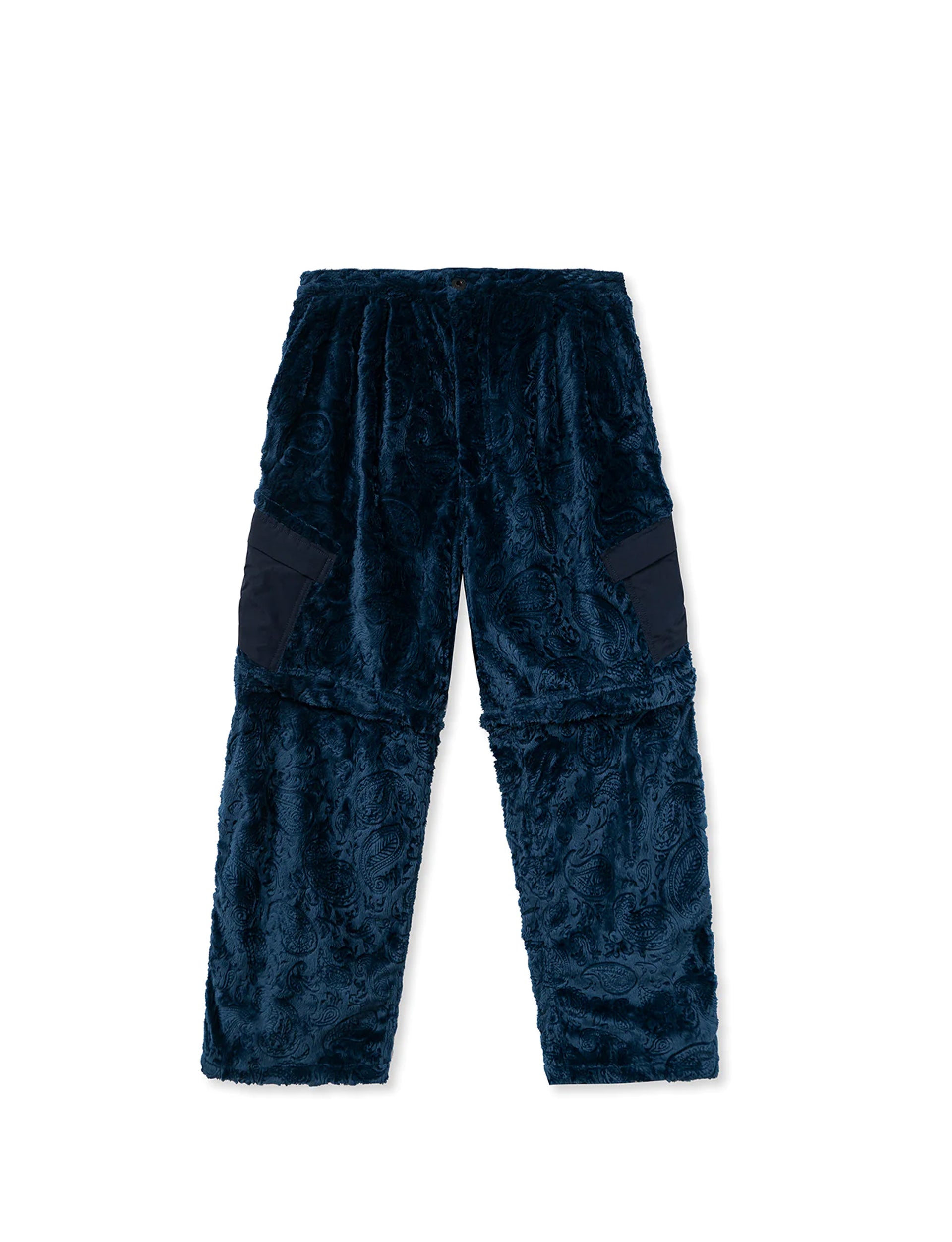 BRAIN DEAD DEBOSSED PAISLEY FUR CONVERTIBLE ZIP OFF PANT - NAVY