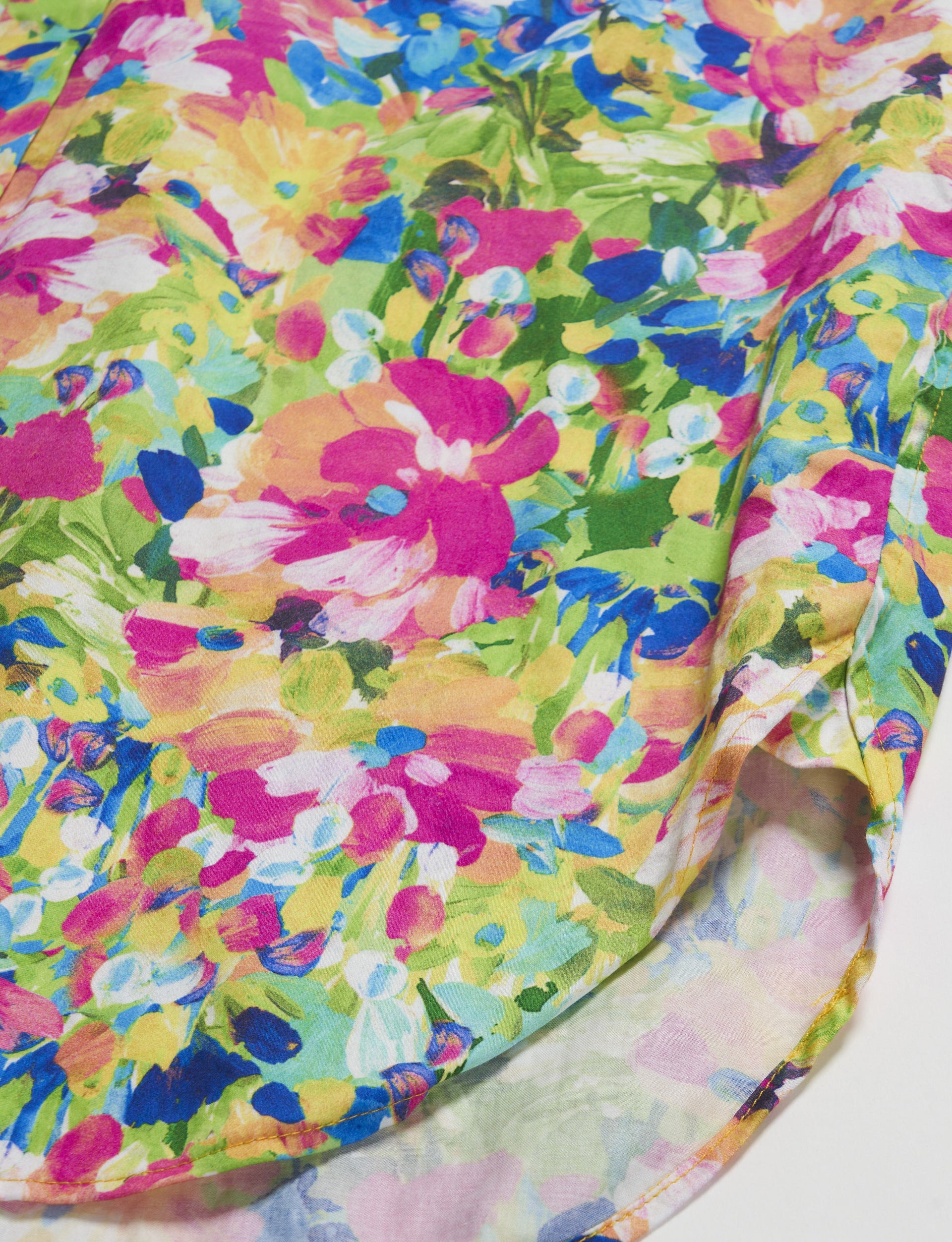 ENGINEERED GARMENTS Rounded Collar Shirt Yellow Cotton Floral Satin