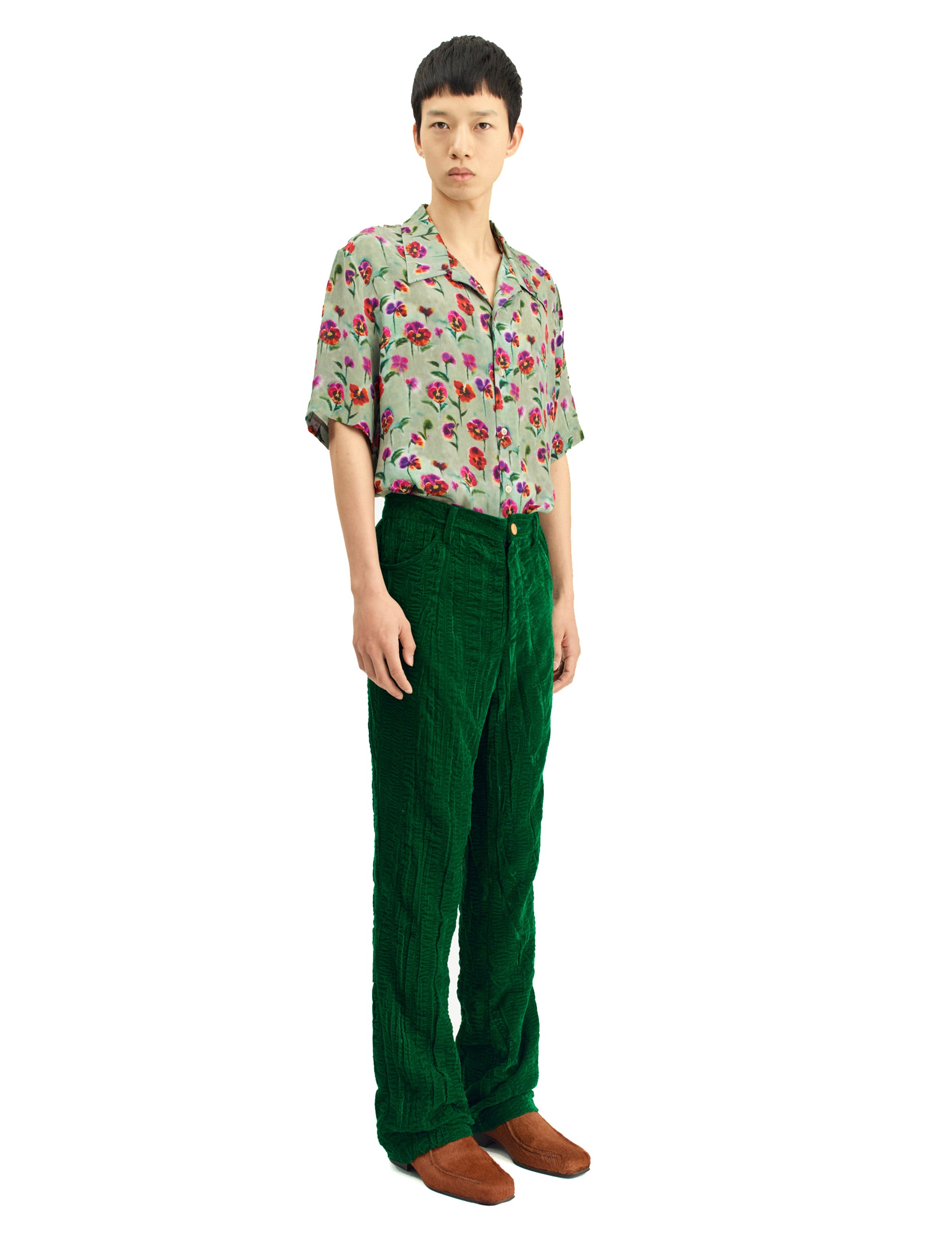 SÉFR MACEO TROUSERS BOTTLE GREEN VELOUR