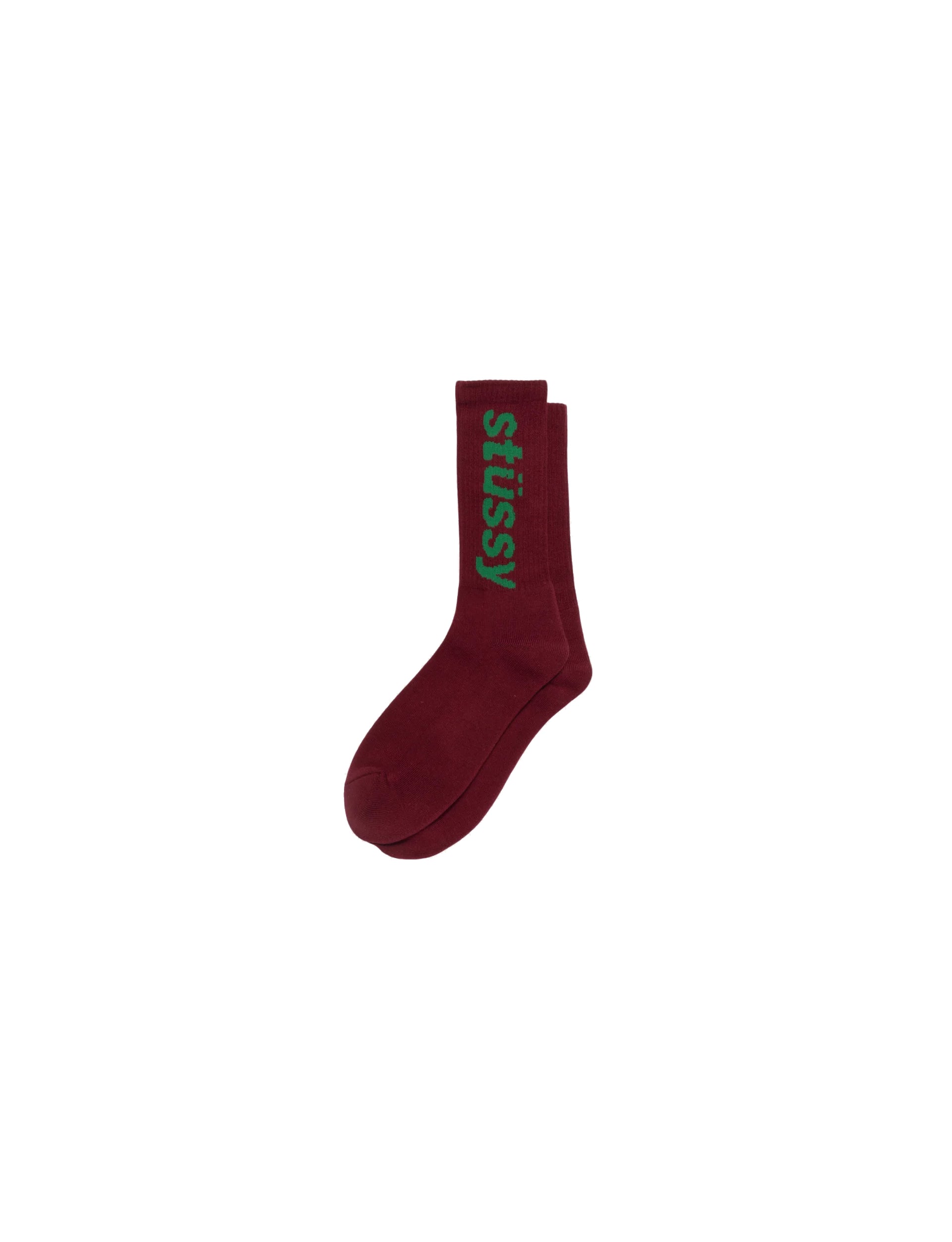 STÜSSY HELVETICA CREW SOCKS WINE