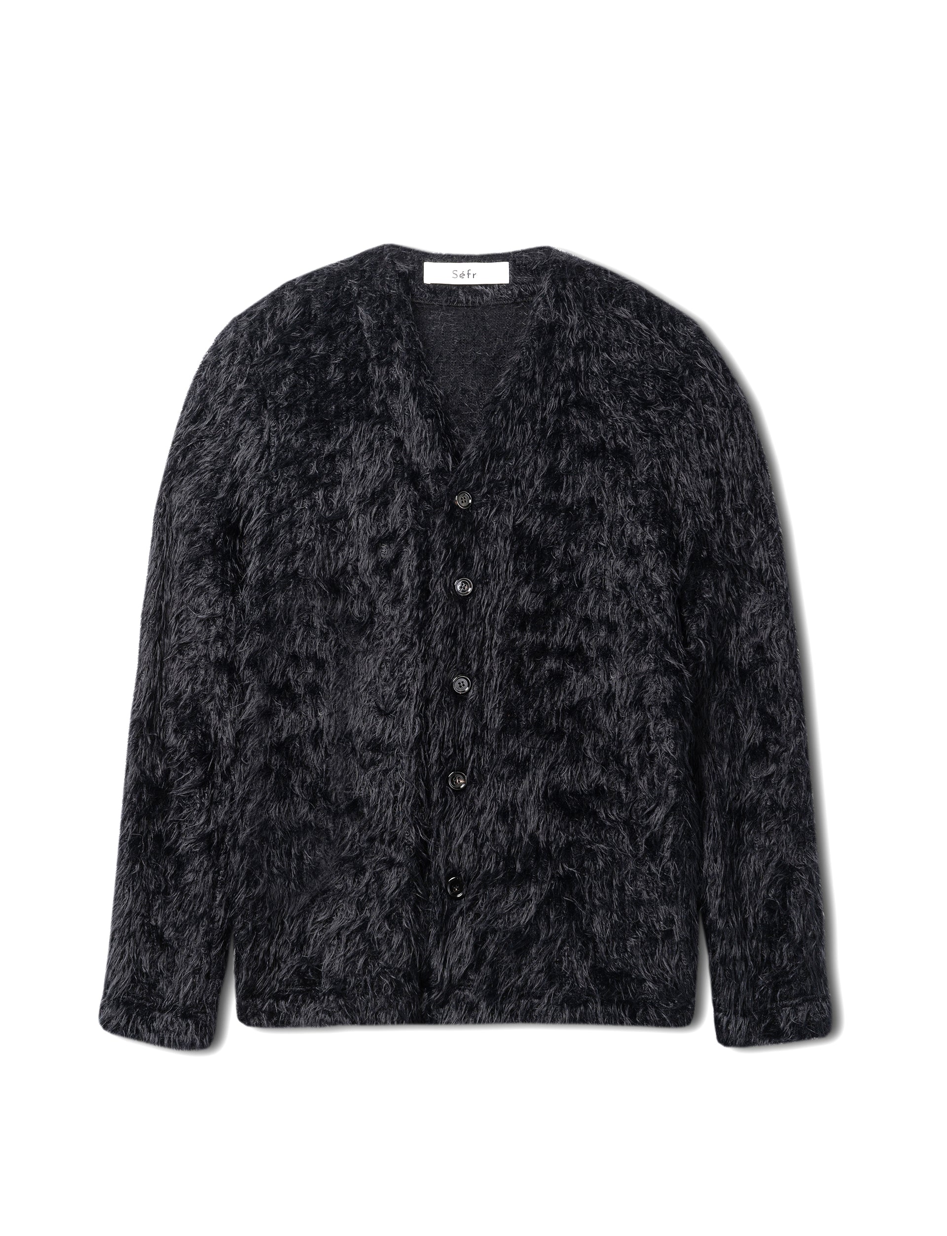 SÉFR OSHO CARDIGAN BLACK TECHNICAL MOHAIR