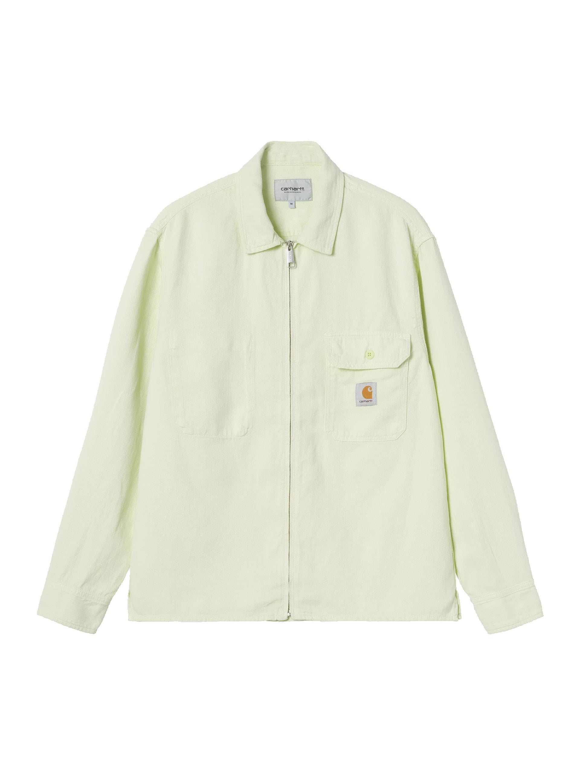 CARHARTT WIP Rainer Shirt Jac 'Shawnee' Herringbone Air Green, garment dyed