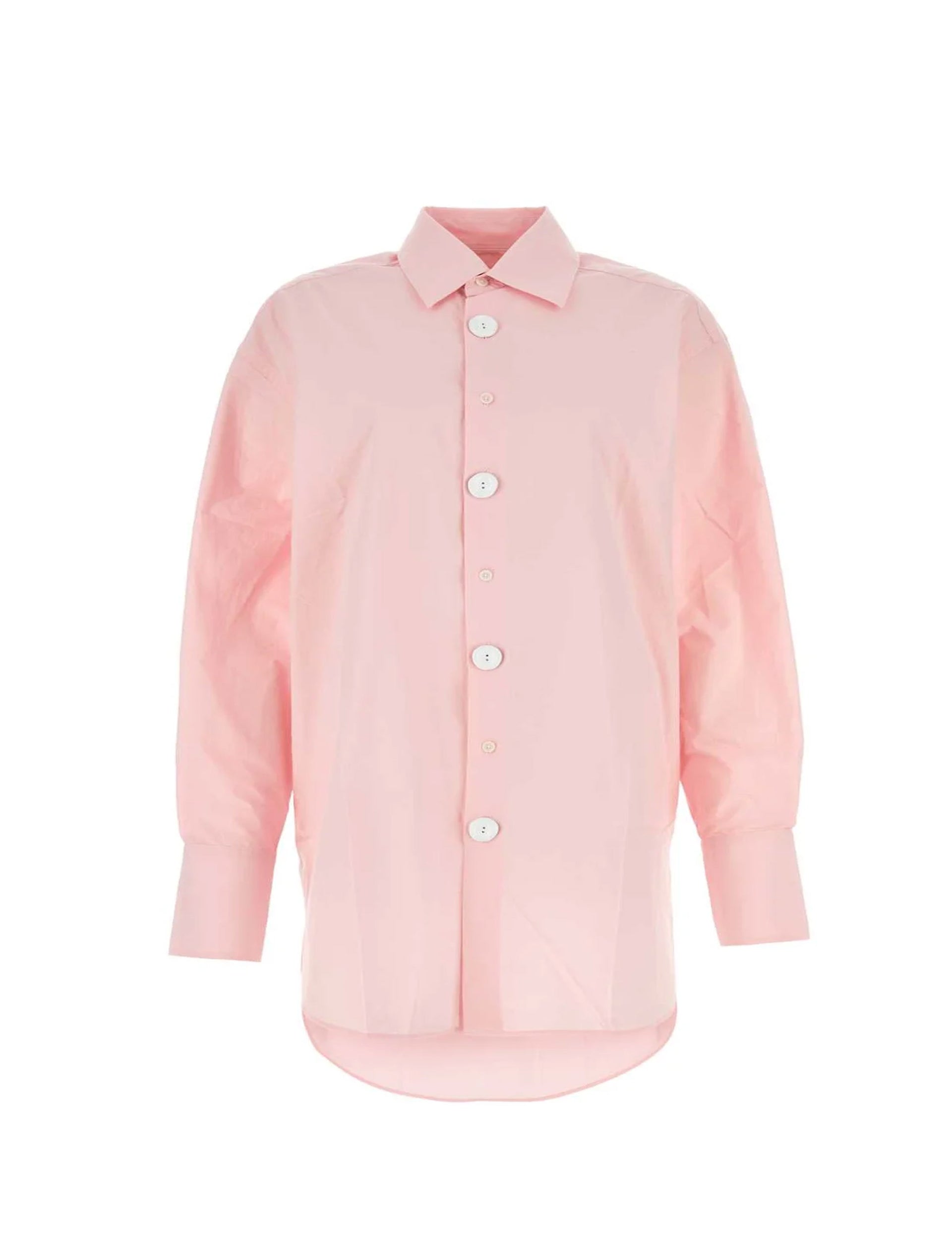 JW ANDERSON ENAMEL BUTTON OVERSIZED SHIRT PINK