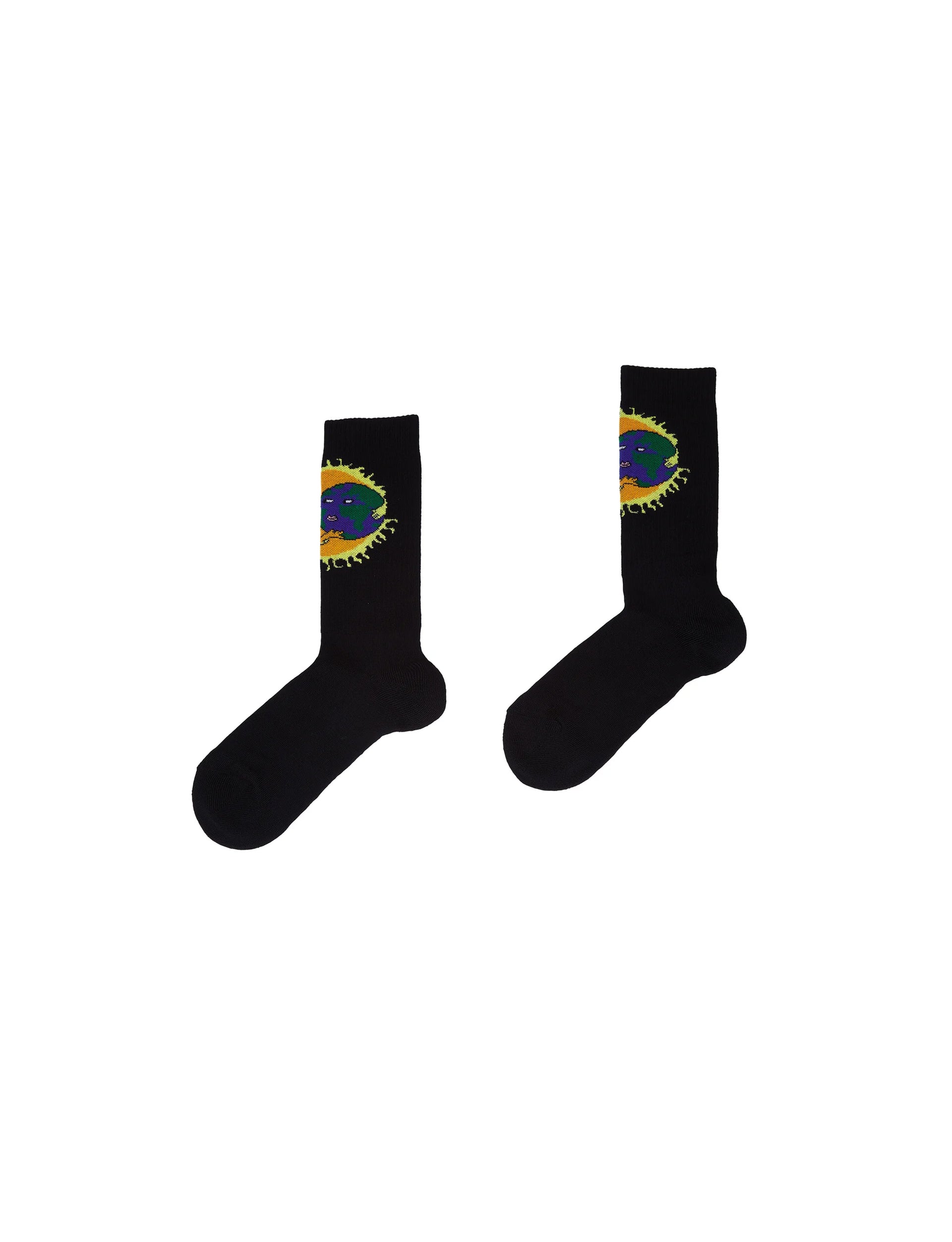 SKY HIGH FARM MOON EARTH JACQUARD SOCKS KN BLACK