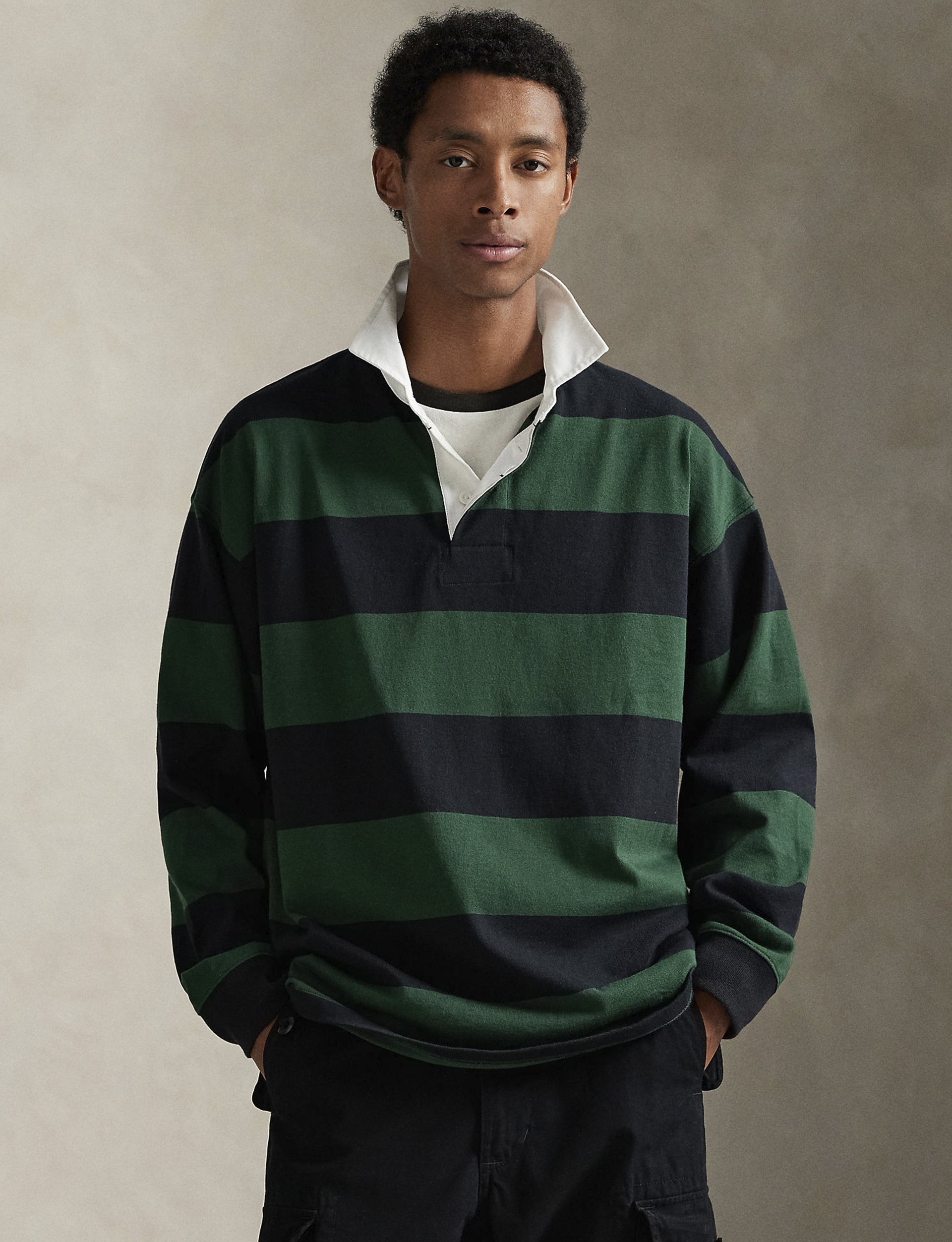 POLO RALPH LAUREN LONG SLEEVE-RUGBY NORTHWEST PINE/POLO BLACK