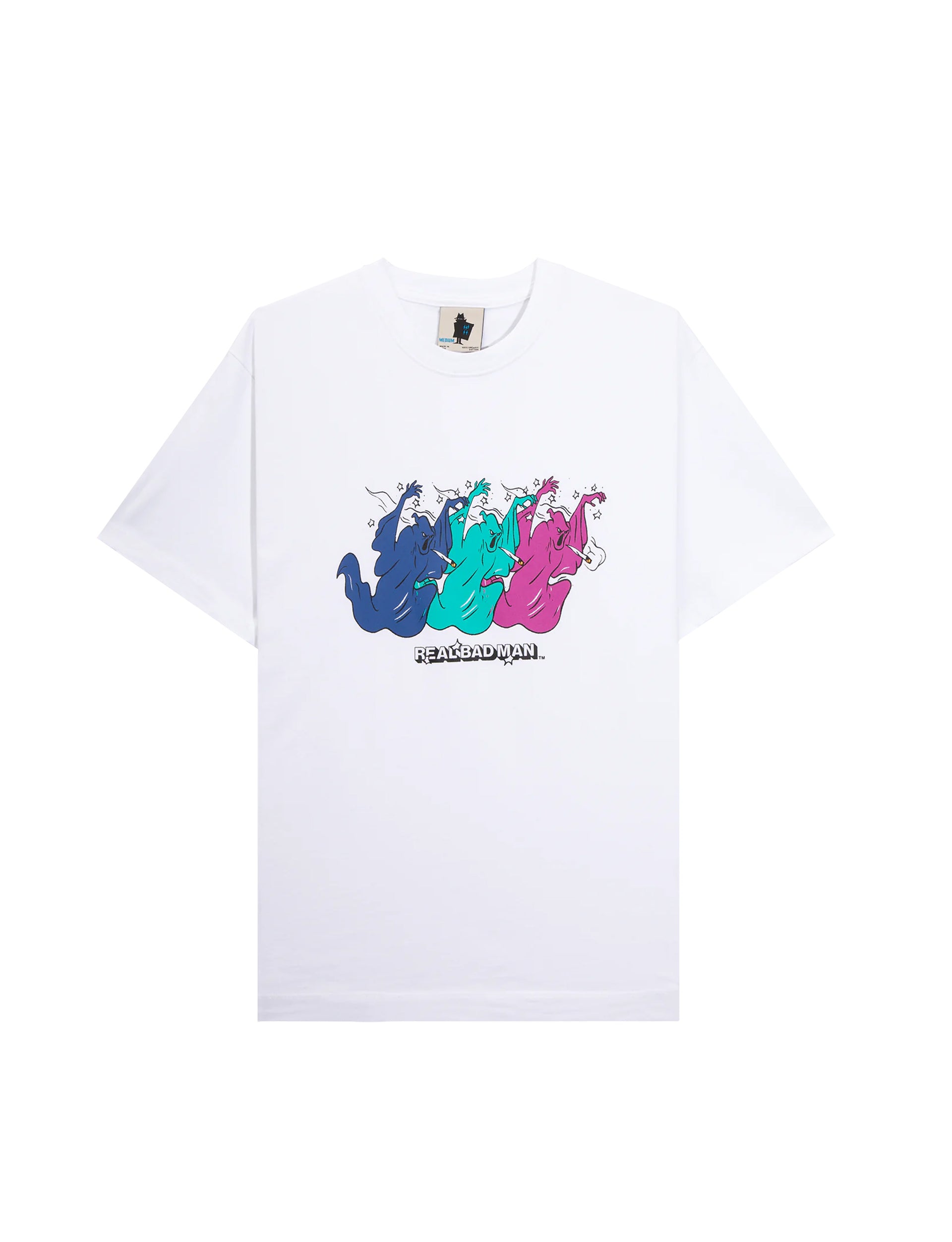 REAL BAD MAN SMOKIN' GHOST SS TEE (ORGANIC) WHITE