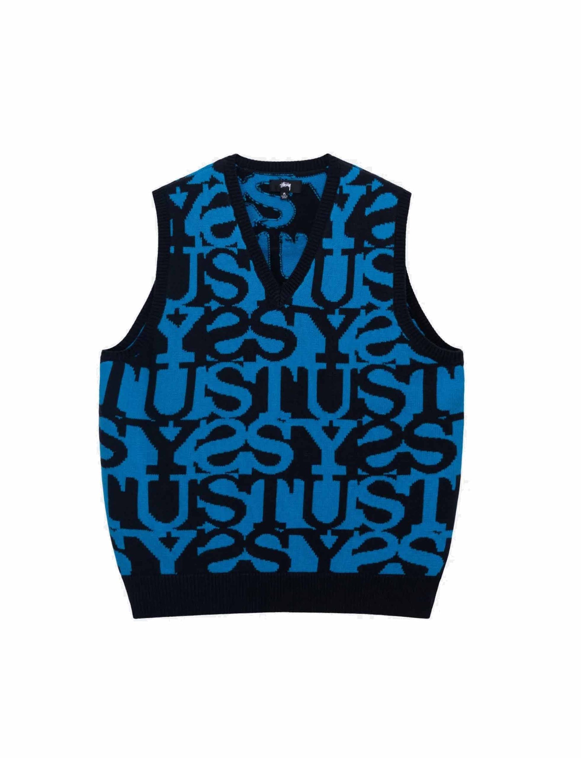 STÜSSY STACKED SWEATER VEST BLUE