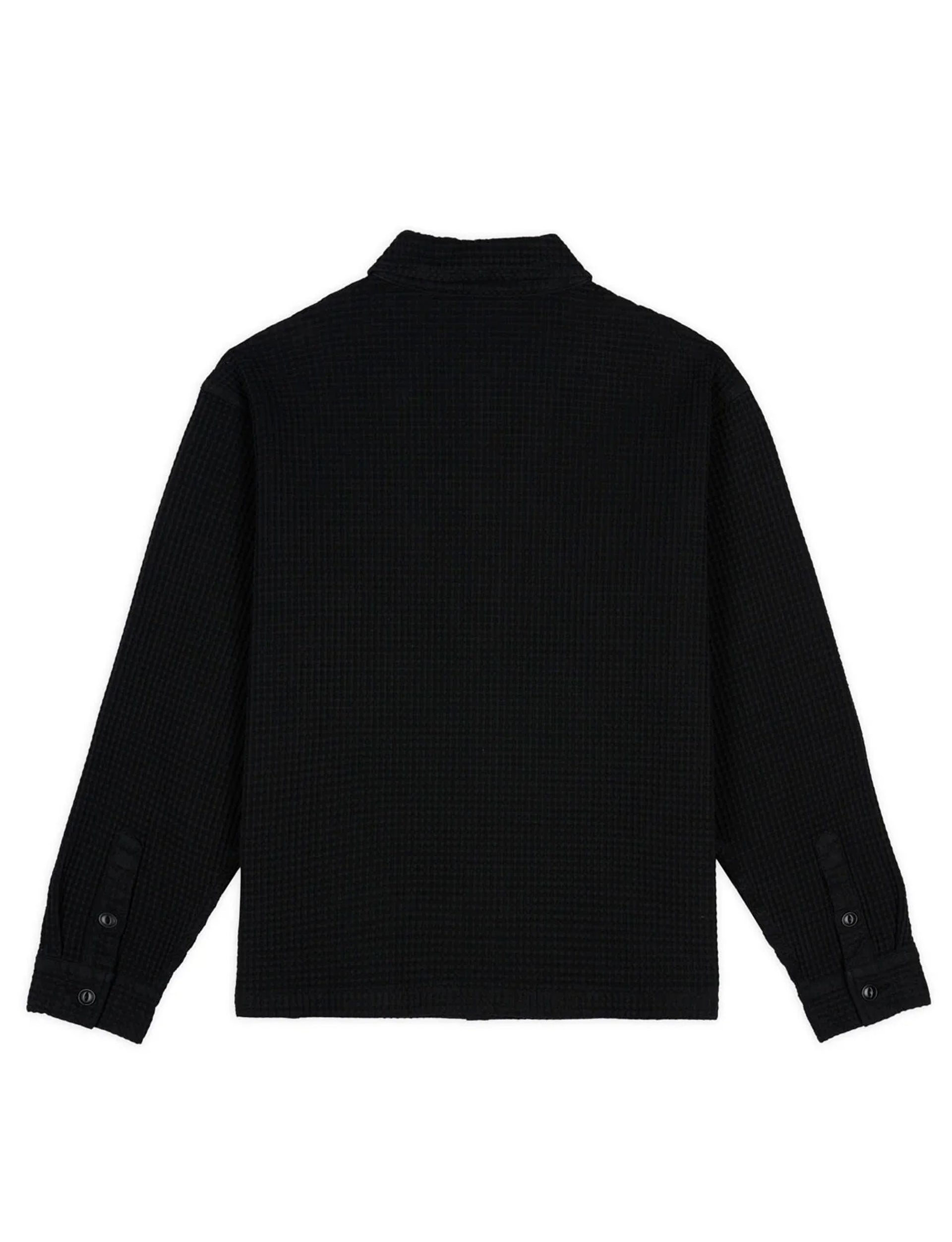 BRAIN DEAD Waffle Button Front Shirt - Washed Black