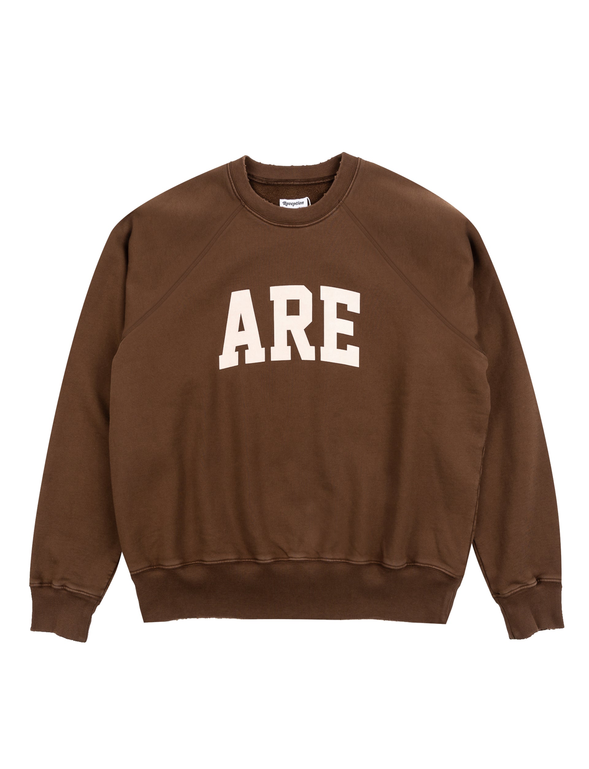 RECEPTION CLOTHING RAGLAN SWEAT RARE G.DYED CHOCO BROWN