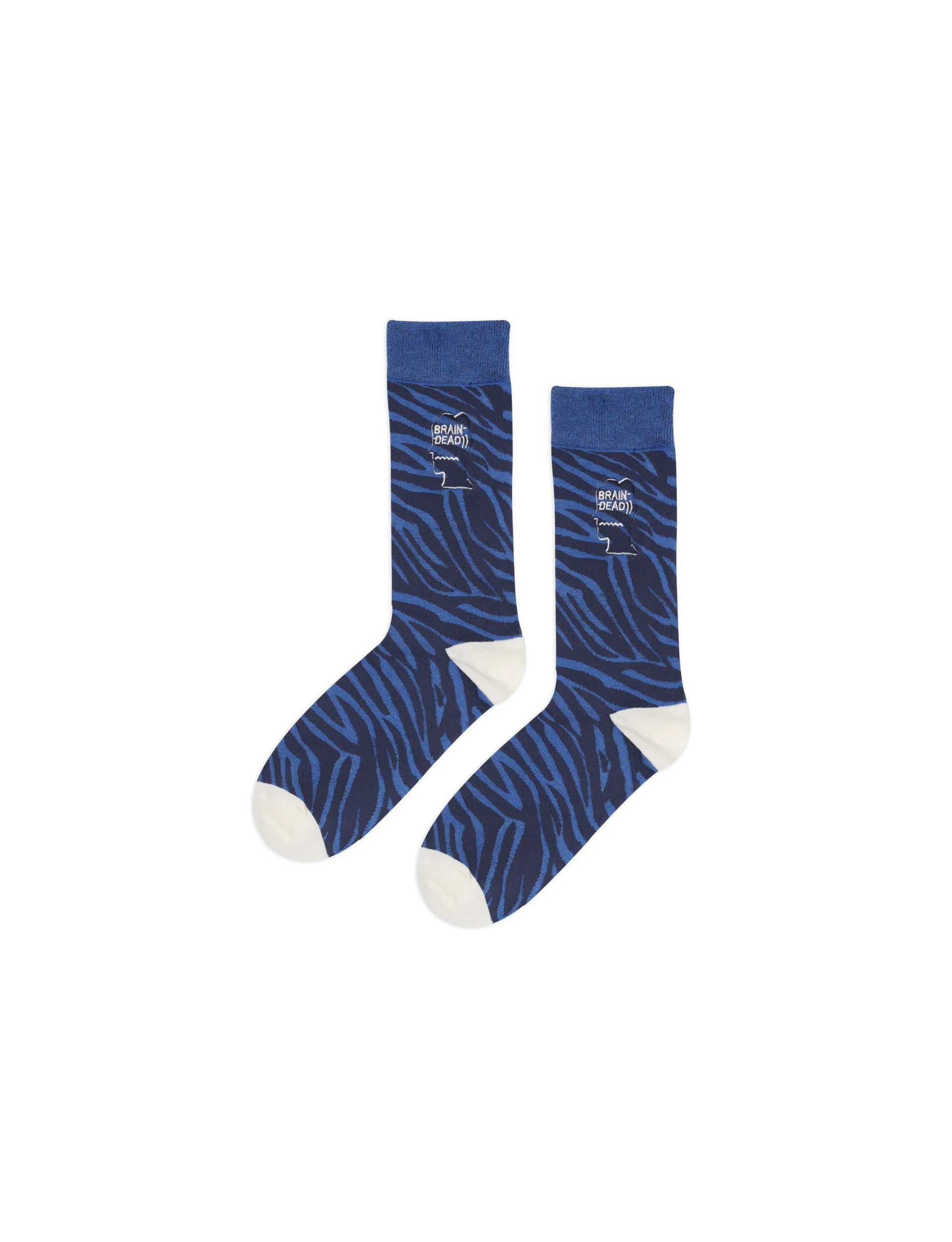 BRAIN DEAD Logohead Dress Socks - Blue Zebra