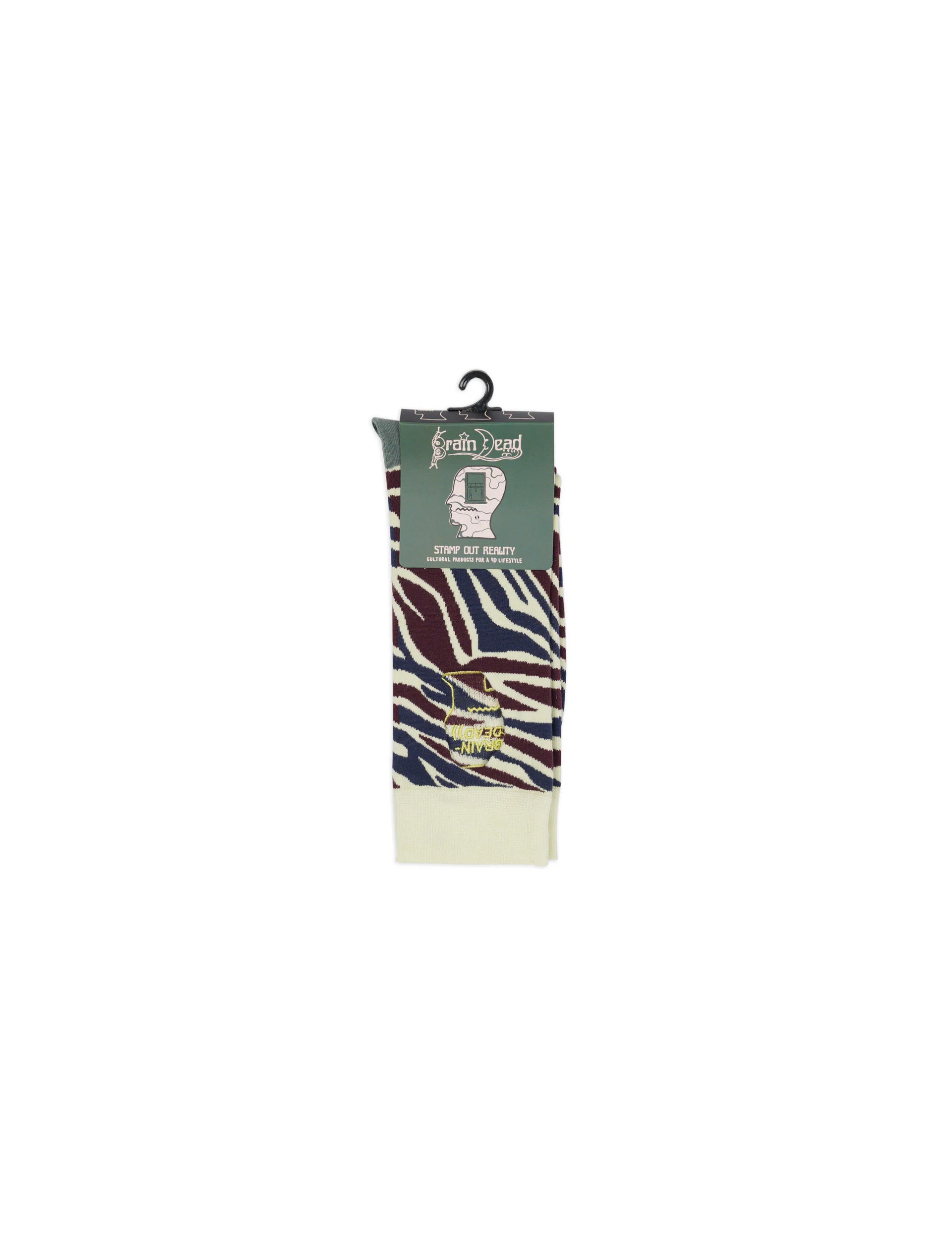 BRAIN DEAD Logohead Dress Socks - Multi Zebra
