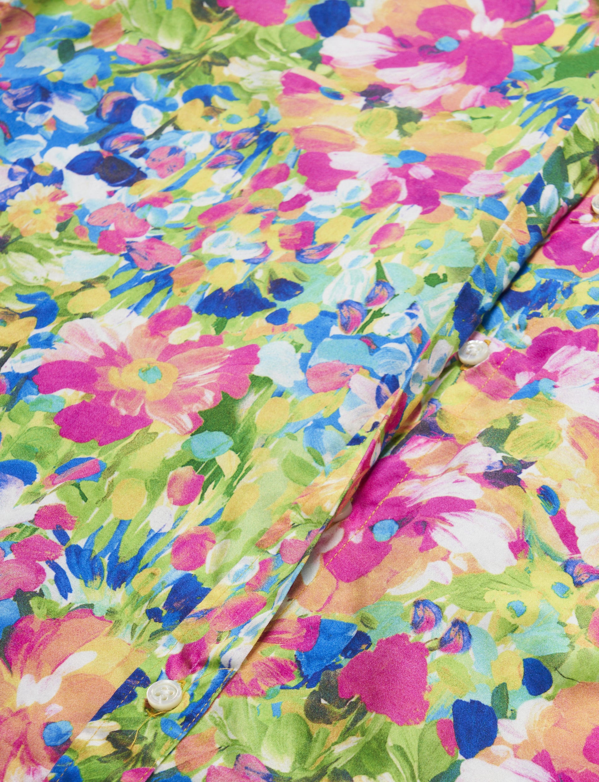 ENGINEERED GARMENTS Rounded Collar Shirt Yellow Cotton Floral Satin