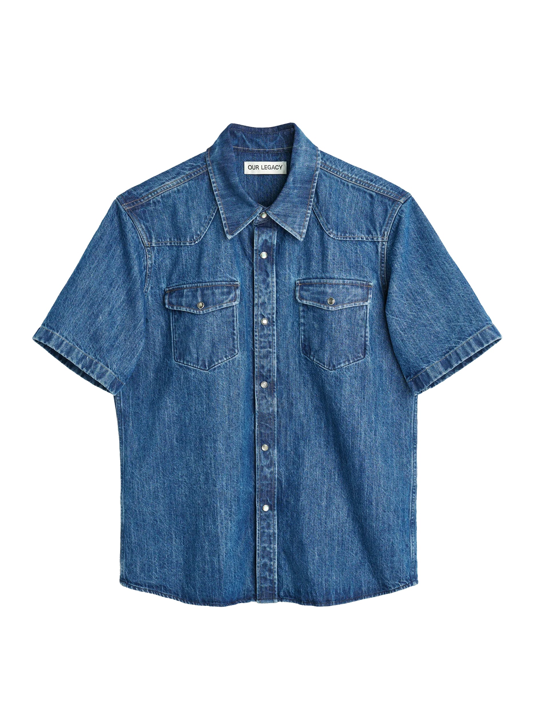 OUR LEGACY FRONTIER SHORTSLEEVE SHIRT WESTERN BLUE DENIM