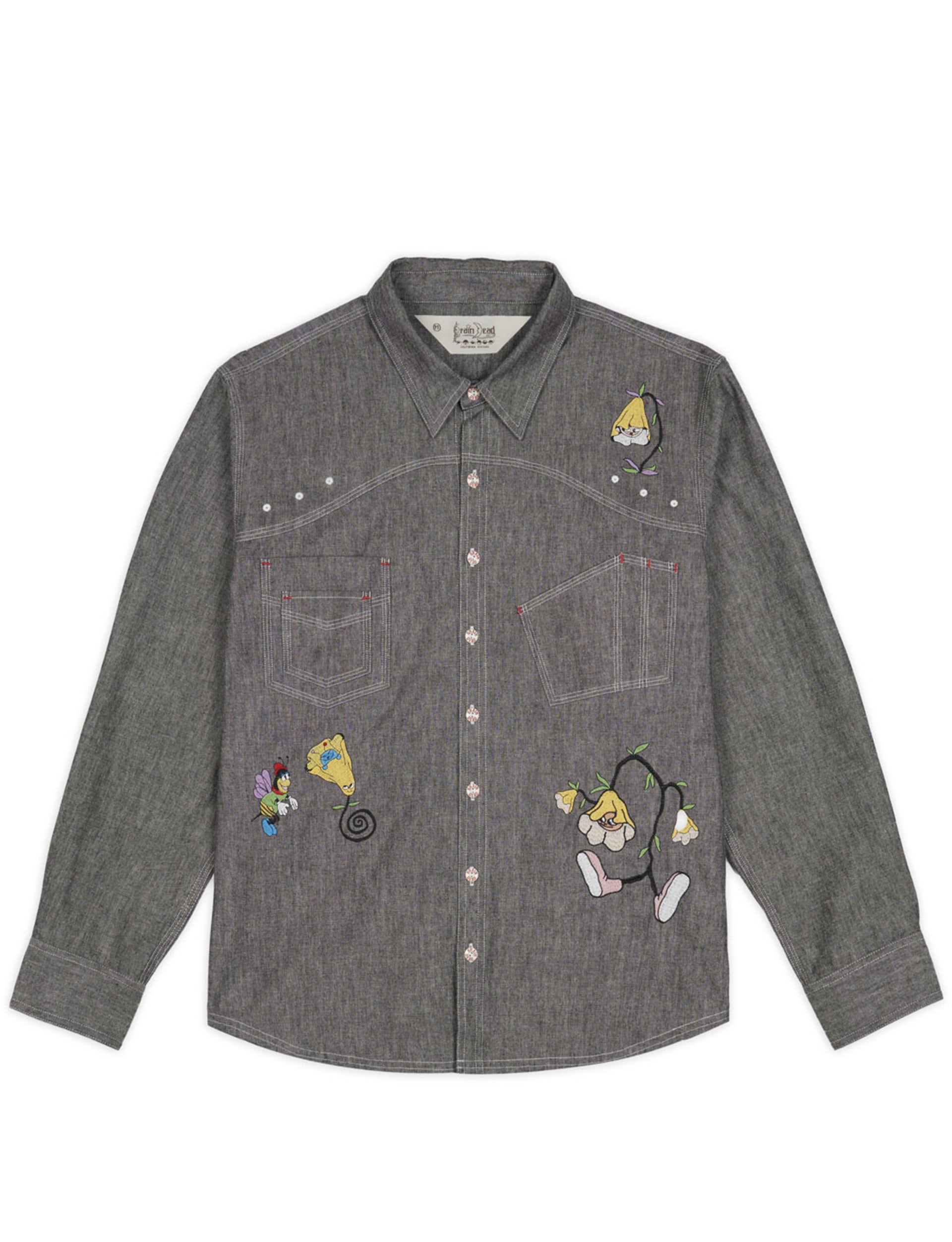 BRAIN DEAD GARDEN PARTY CHAMBRAY BUTTON UP SHIRT