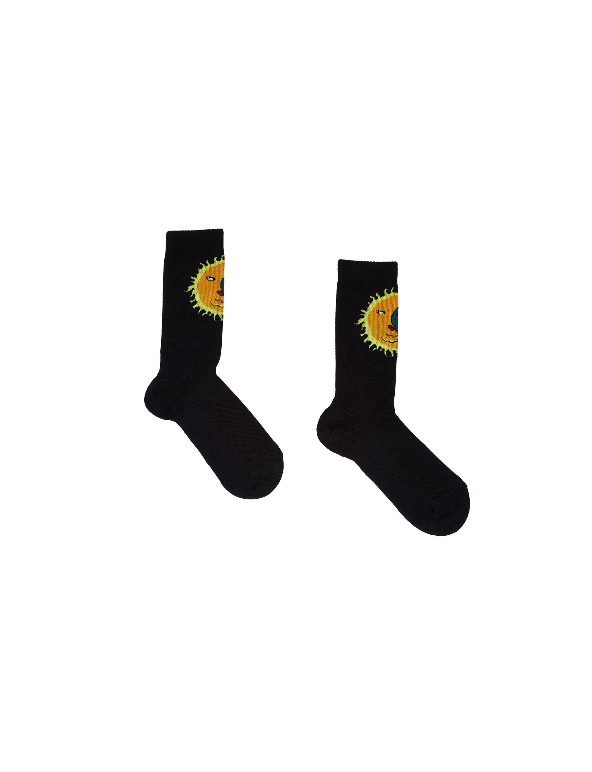 SKY HIGH FARM MOON EARTH JACQUARD SOCKS KN BLACK