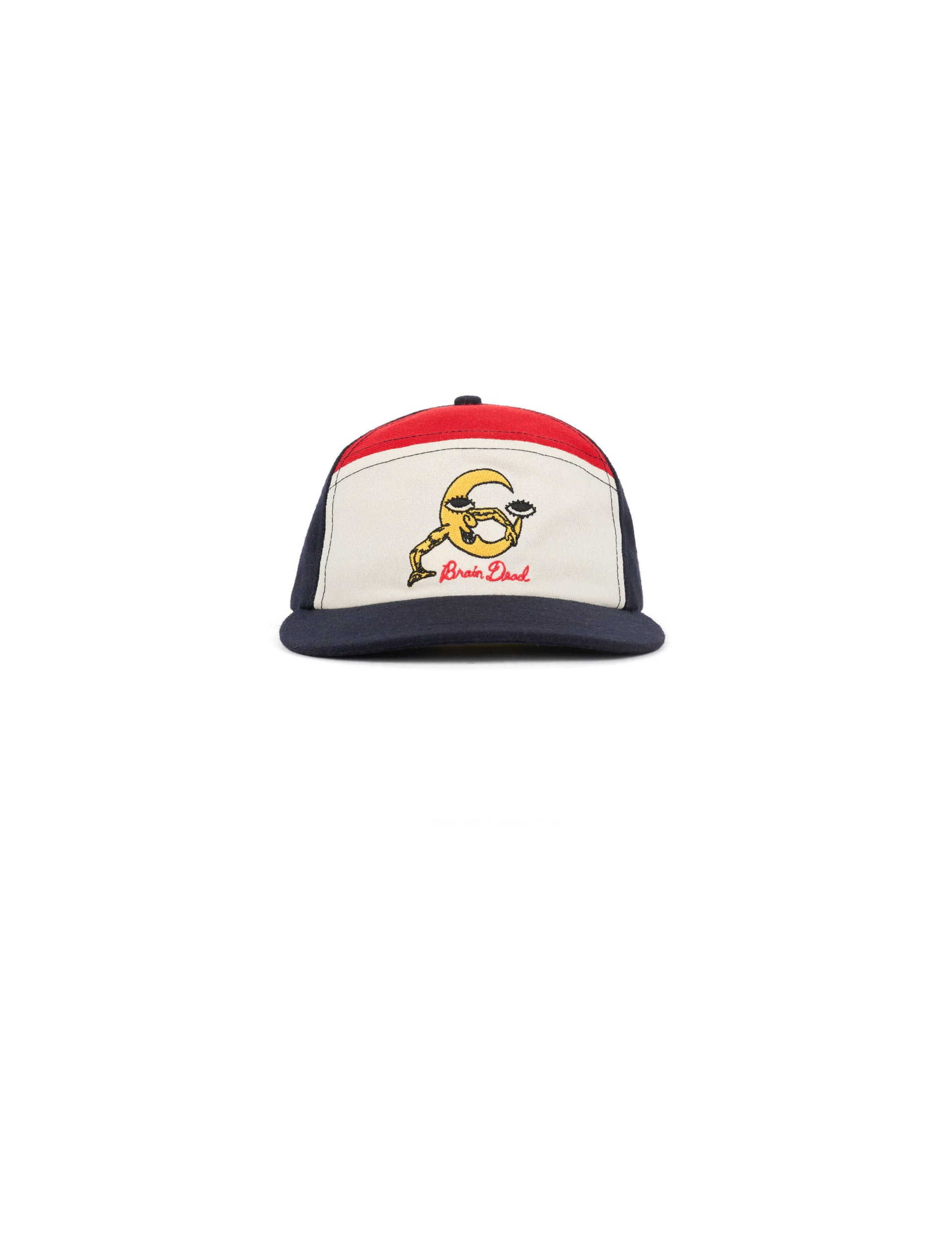 BRAIN DEAD Waning Crescent Curved Front 6 Panel Hat - Navy Multi