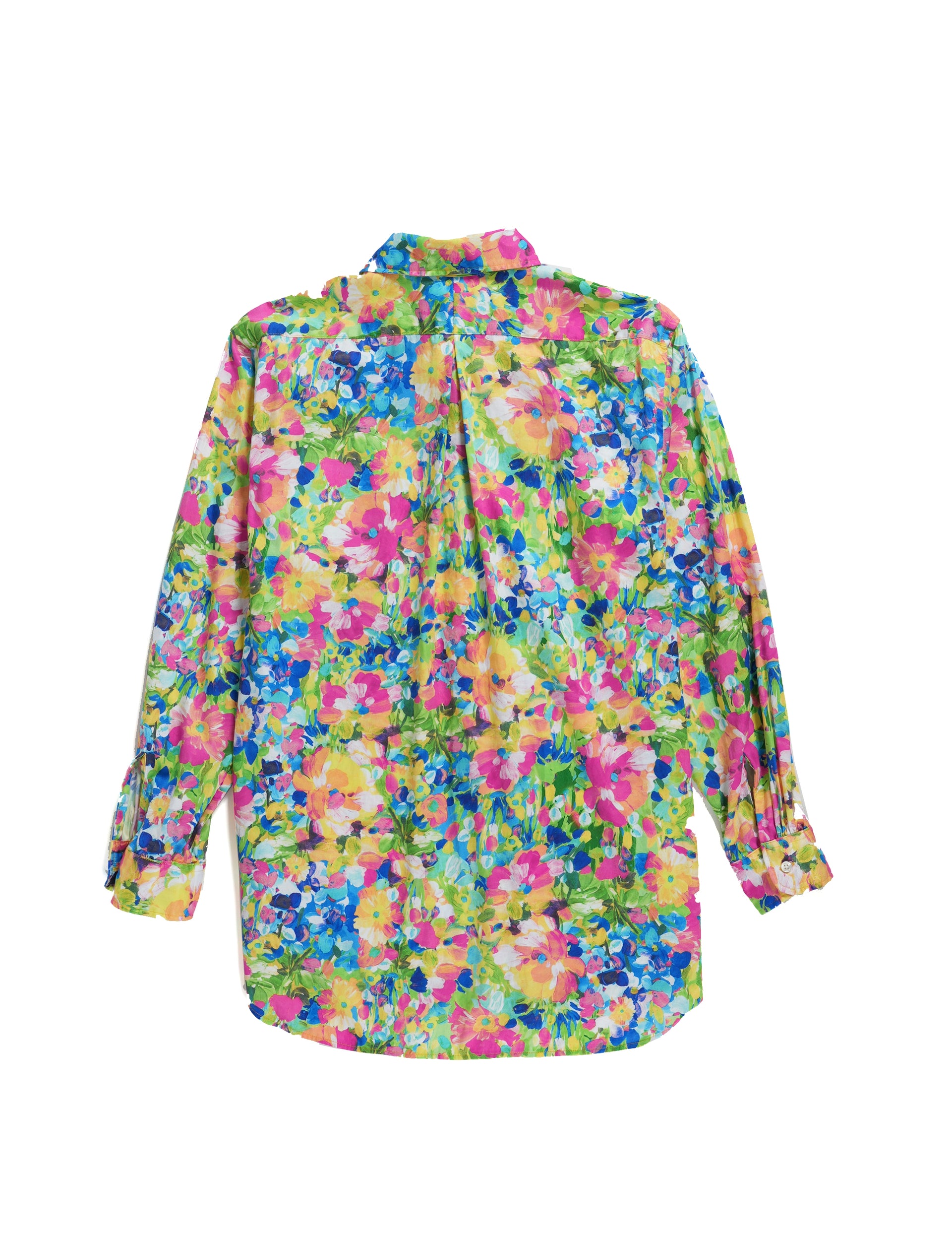 ENGINEERED GARMENTS Rounded Collar Shirt Yellow Cotton Floral Satin