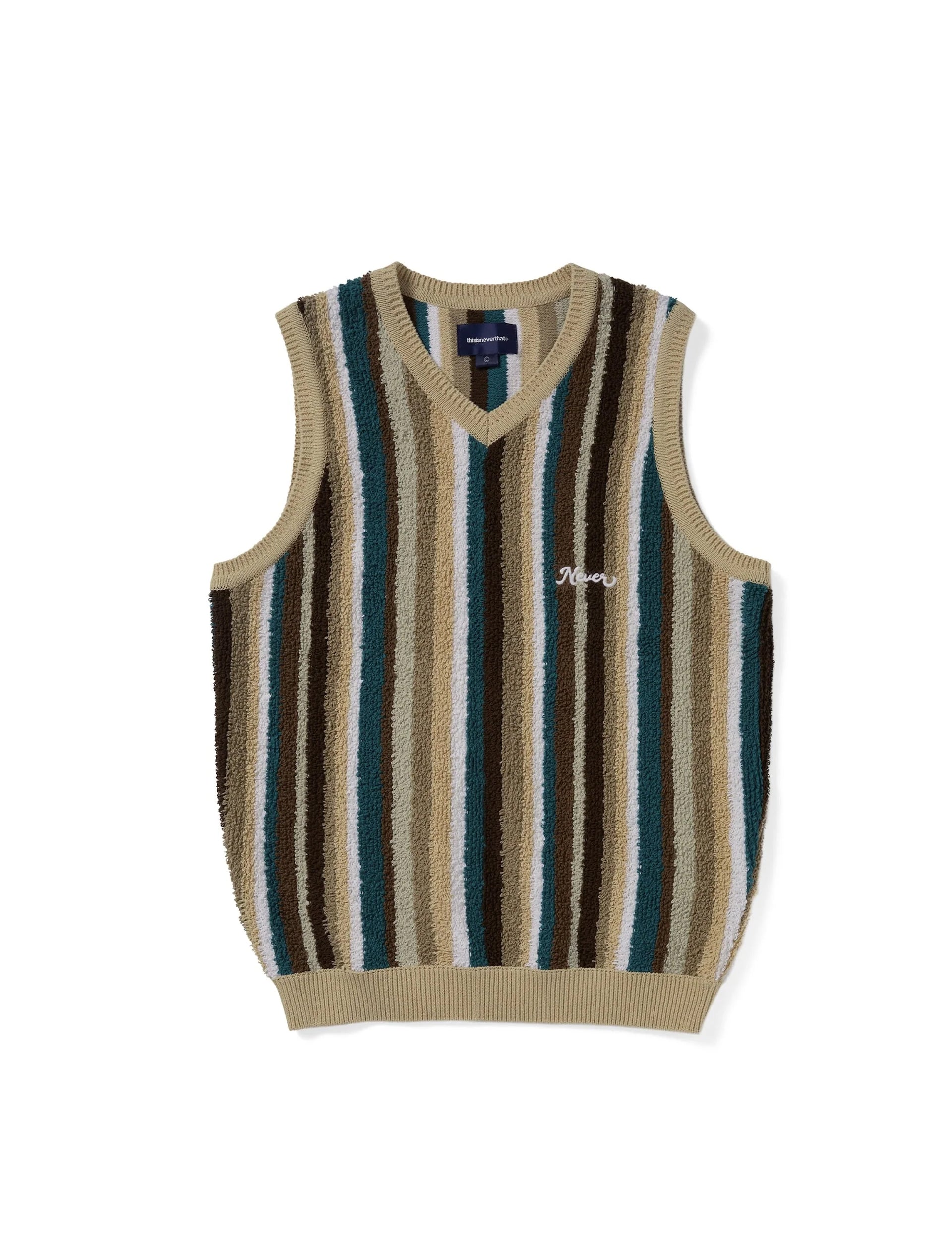 THISISNEVERTHAT Striped Knit Vest Beige