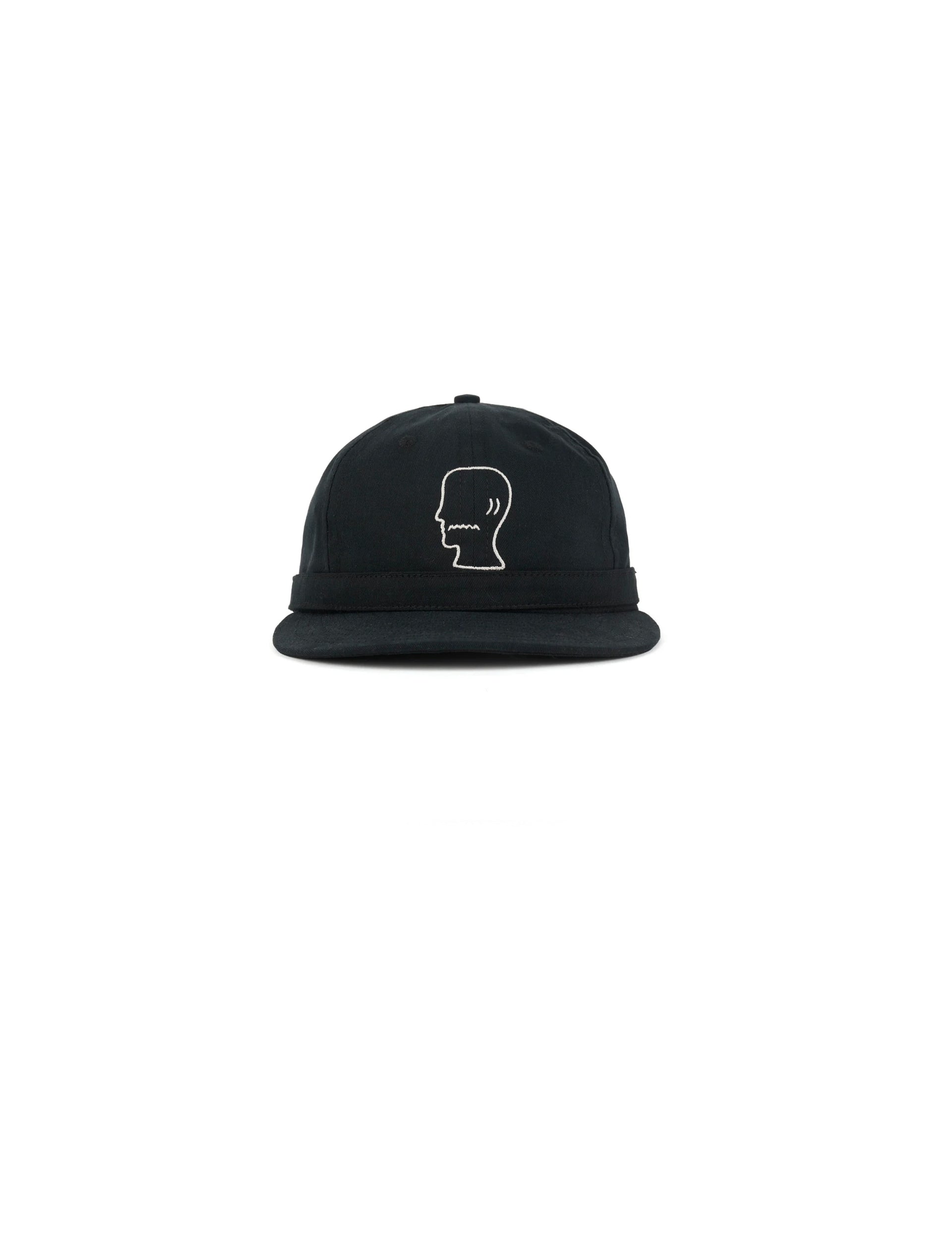 Brain Dead Extended Strap 6 Panel Logohead Hat - Black