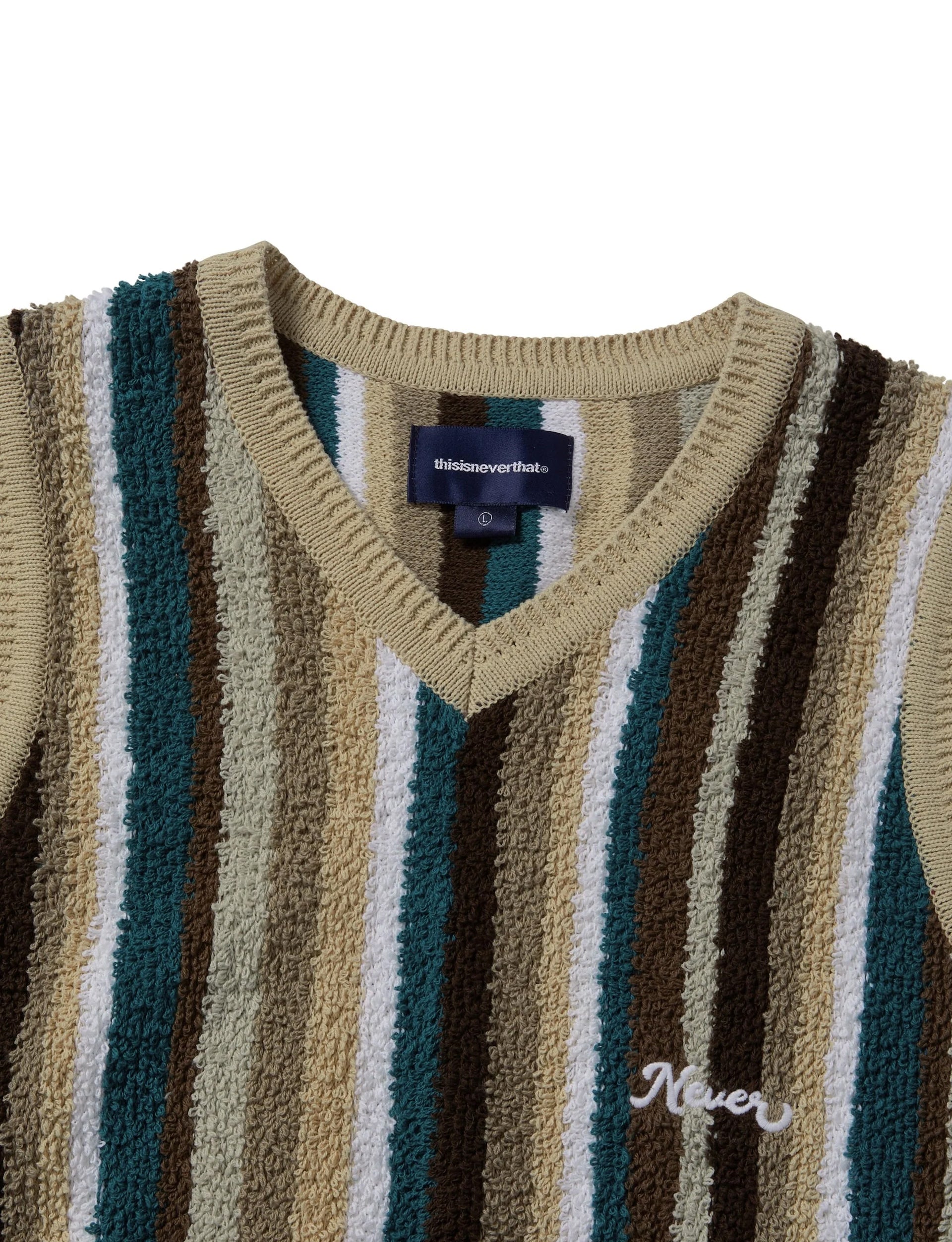 THISISNEVERTHAT Striped Knit Vest Beige
