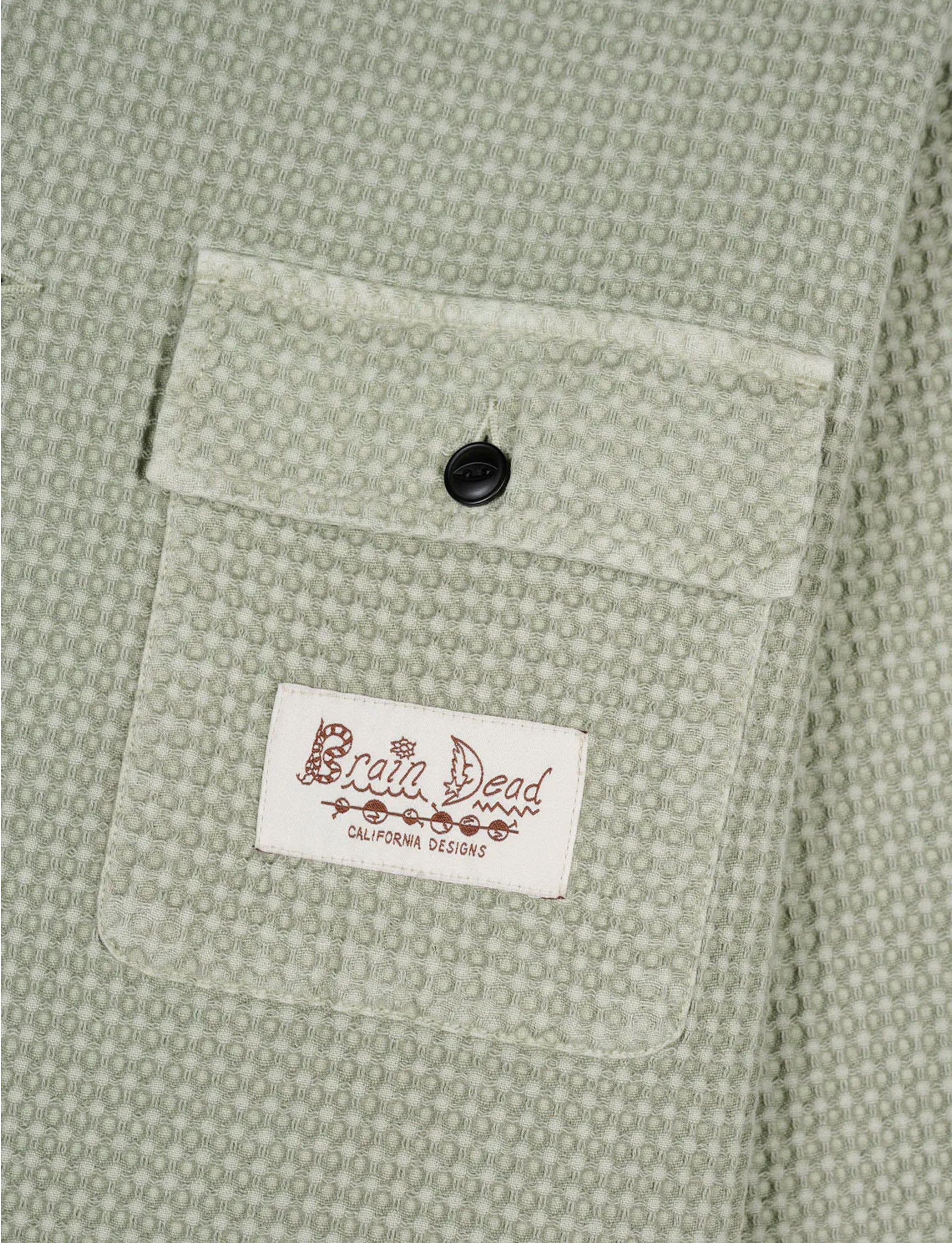 BRAIN DEAD Waffle Button Front Shirt - Stone