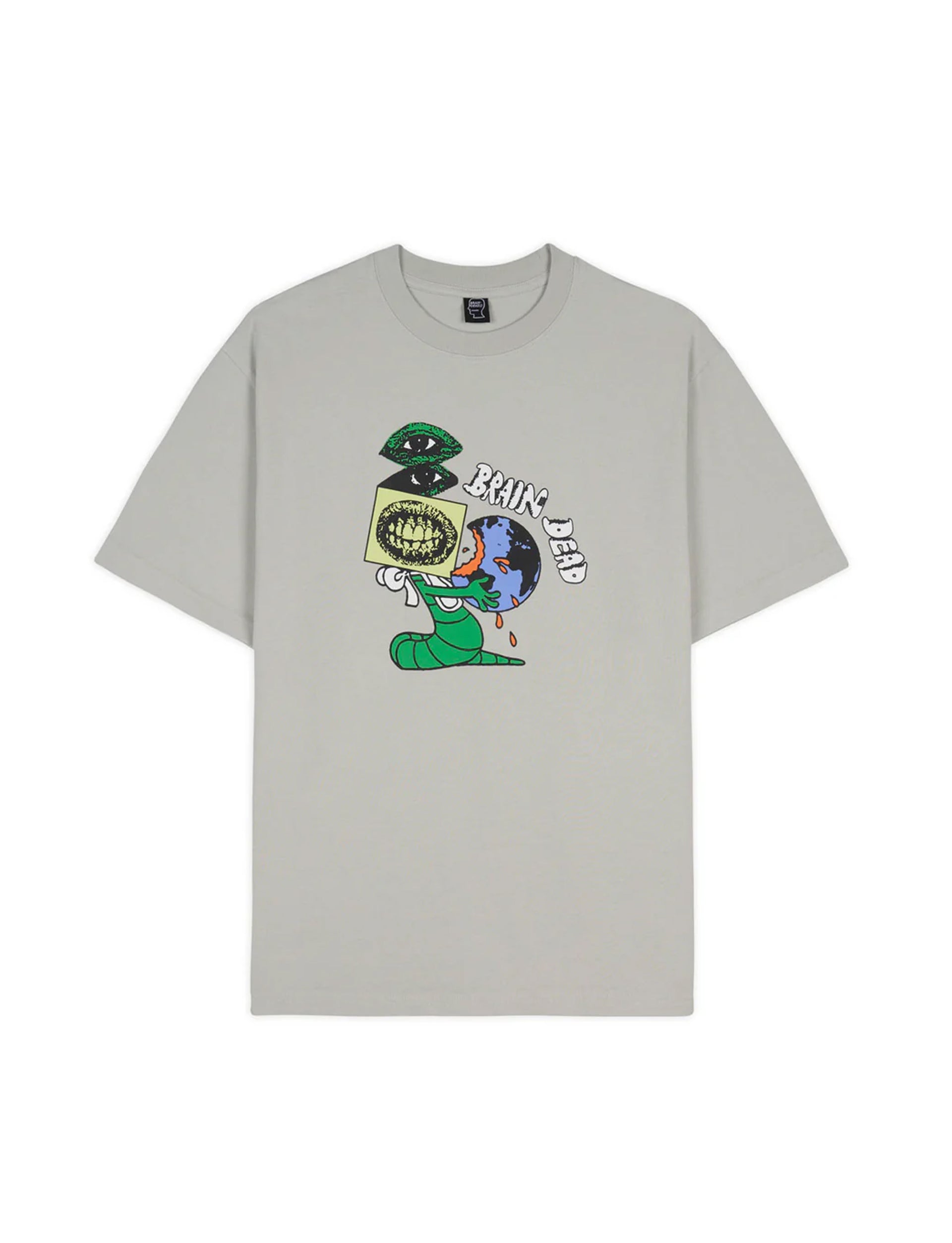 BRAIN DEAD WORM FOOD T-SHIRT - CEMENT