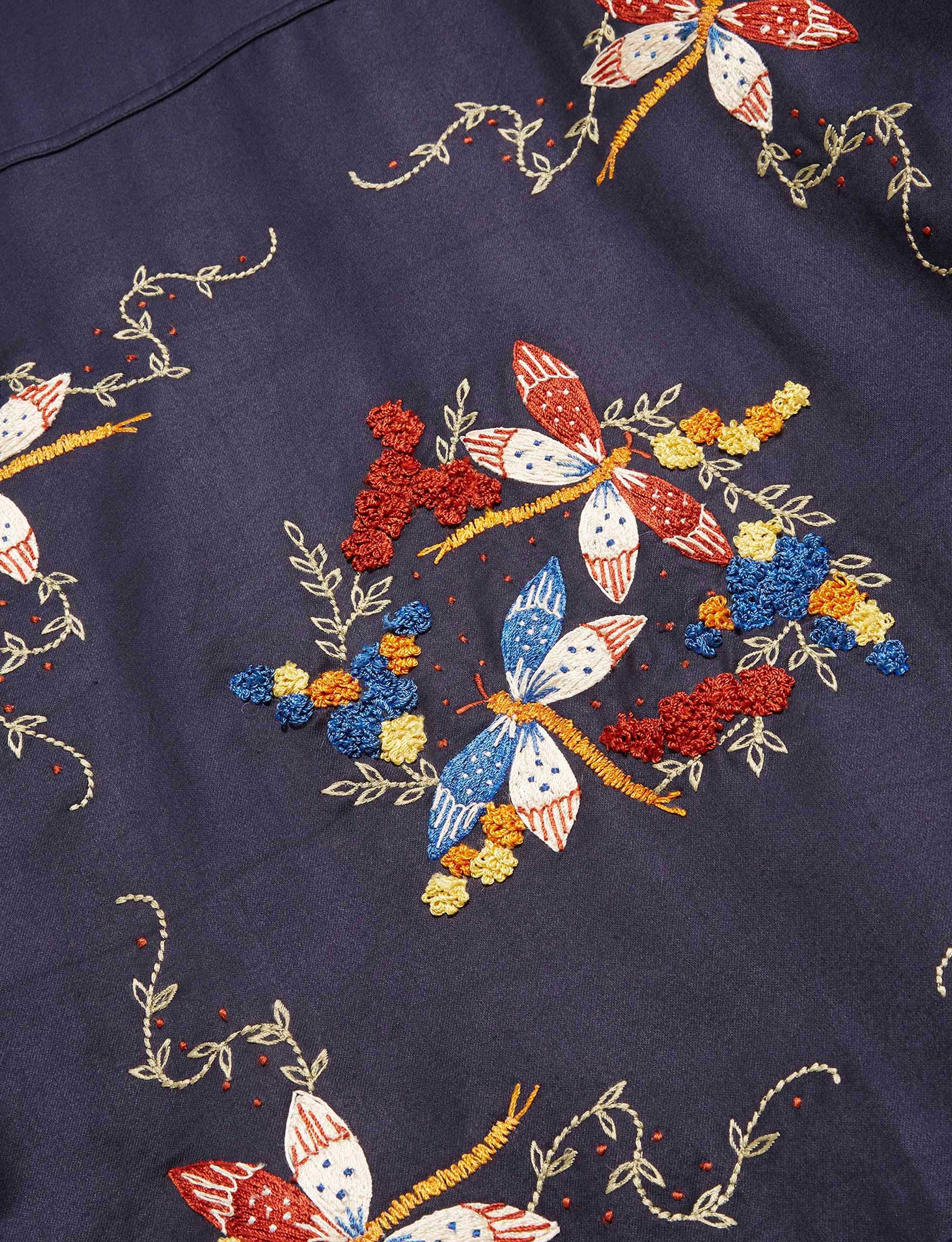 YMC BOWIE EMBROIDERED COTTON SHIRT NAVY