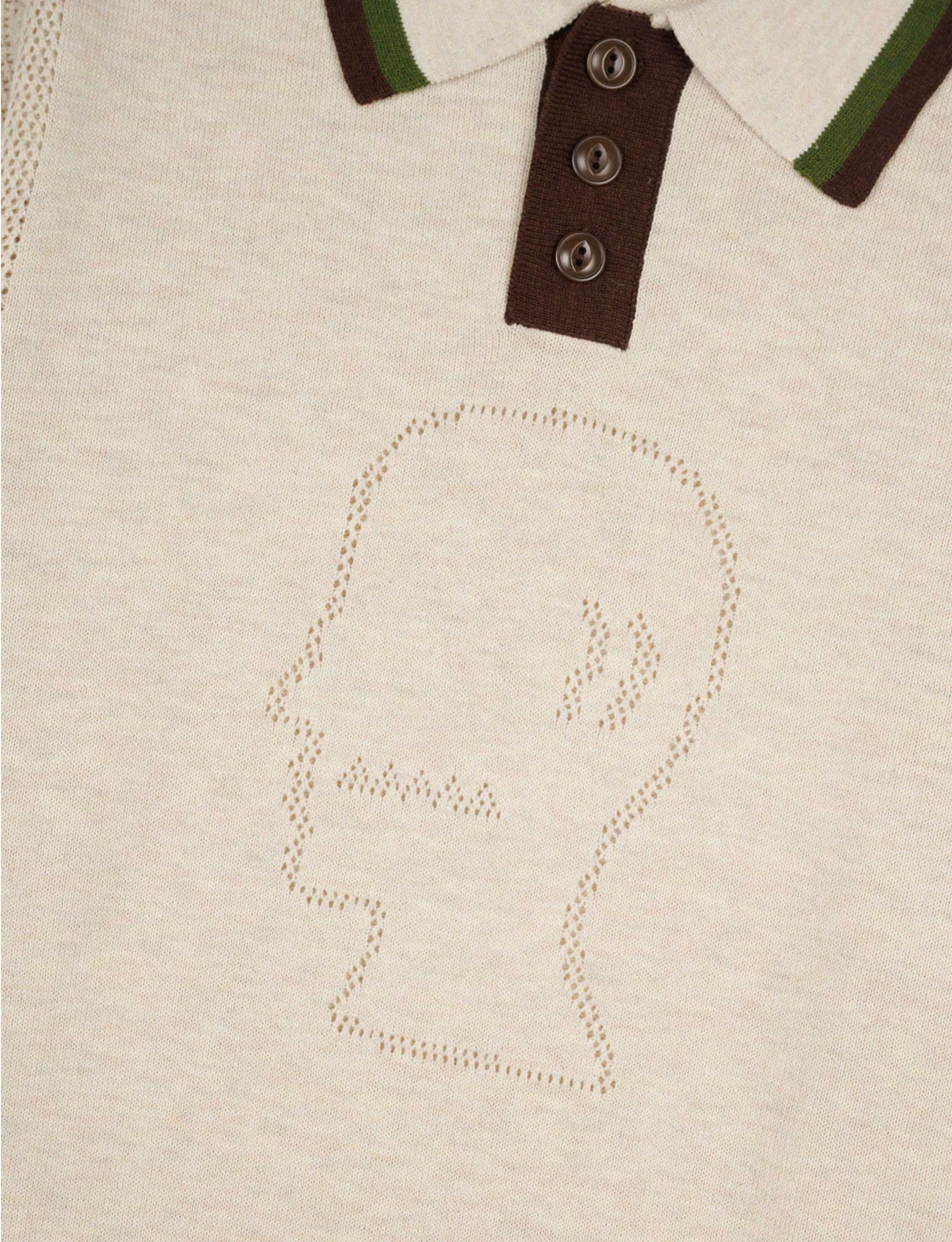 BRAIN DEAD Logo Head Pointelle Polo - Natural