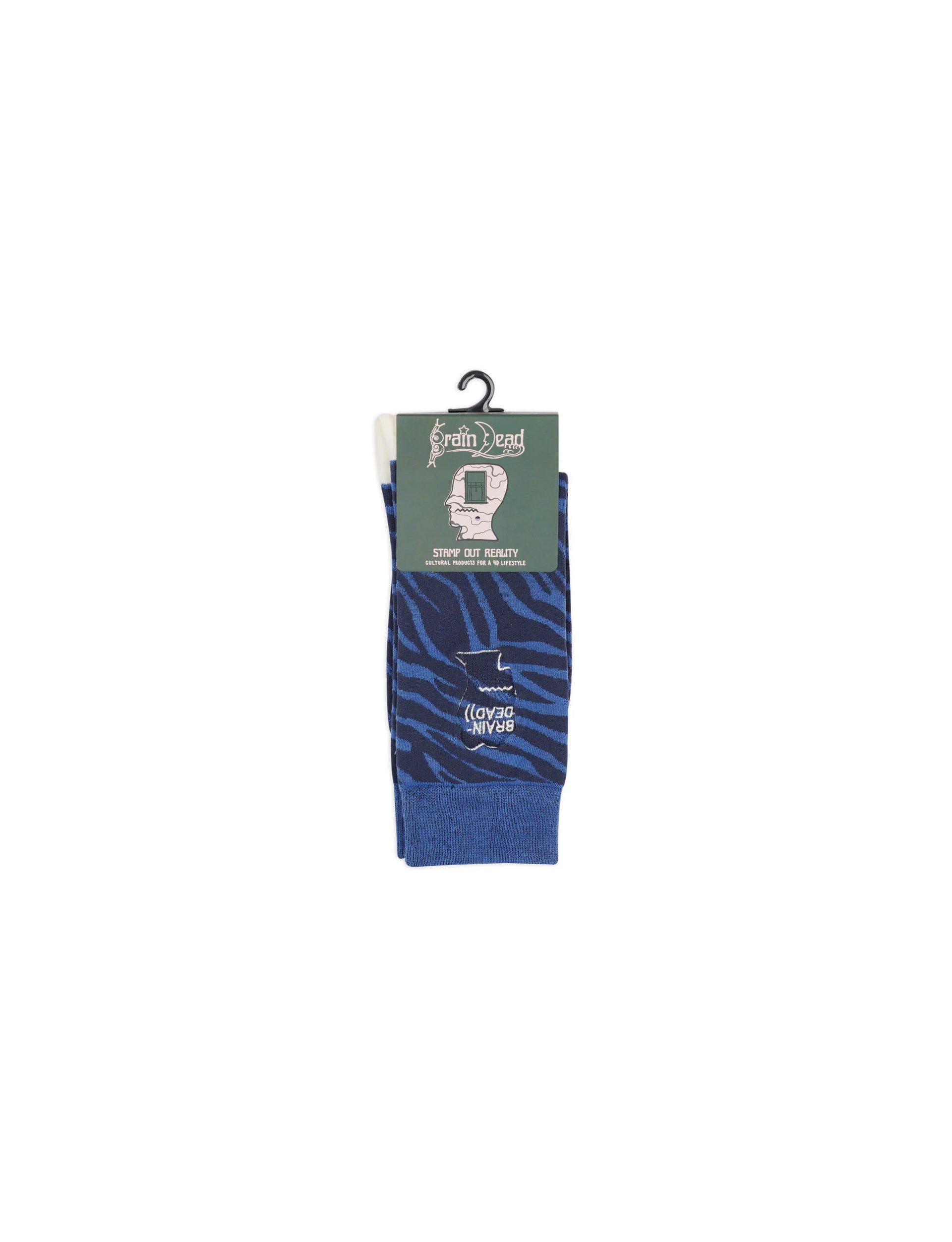 BRAIN DEAD Logohead Dress Socks - Blue Zebra