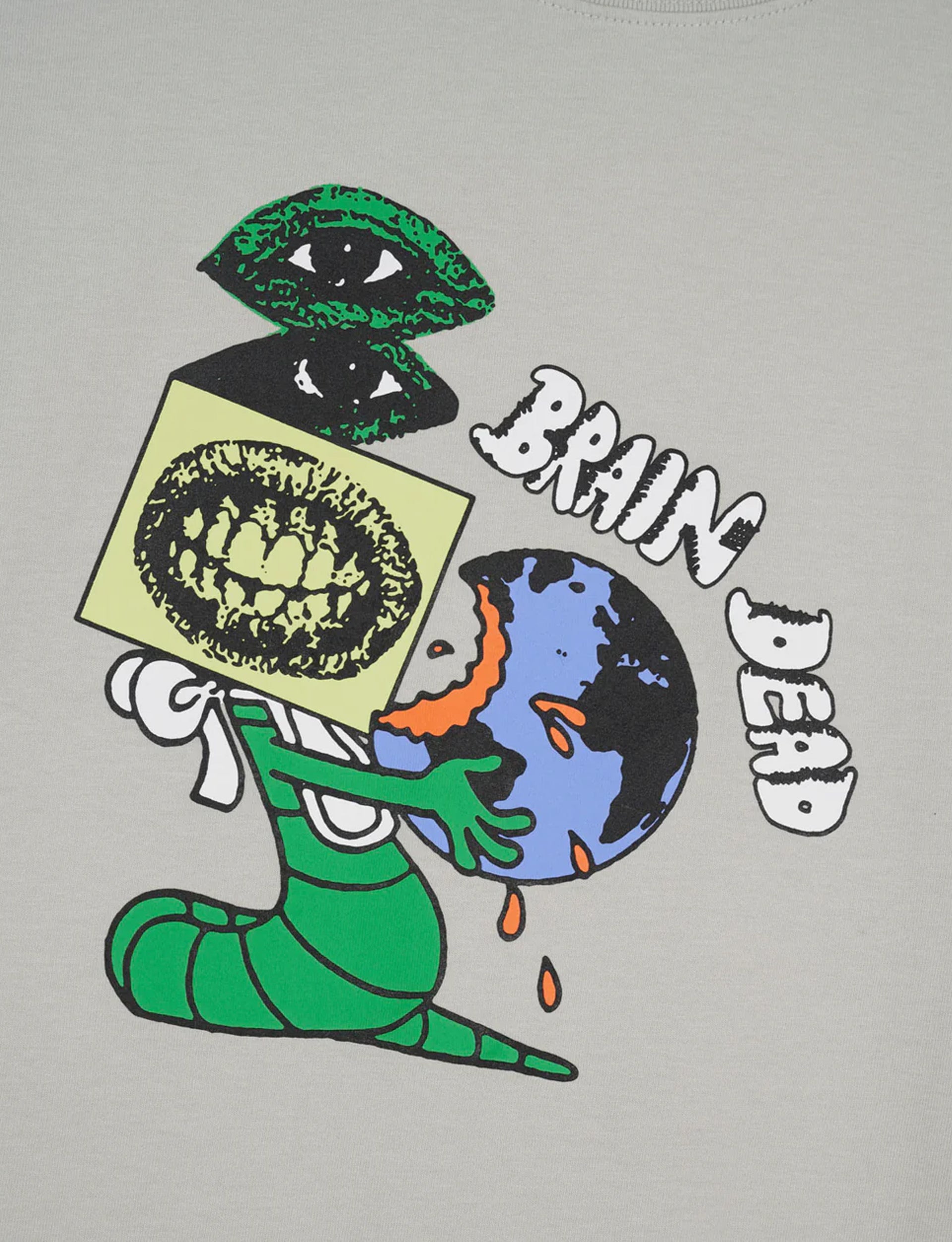 BRAIN DEAD WORM FOOD T-SHIRT - CEMENT