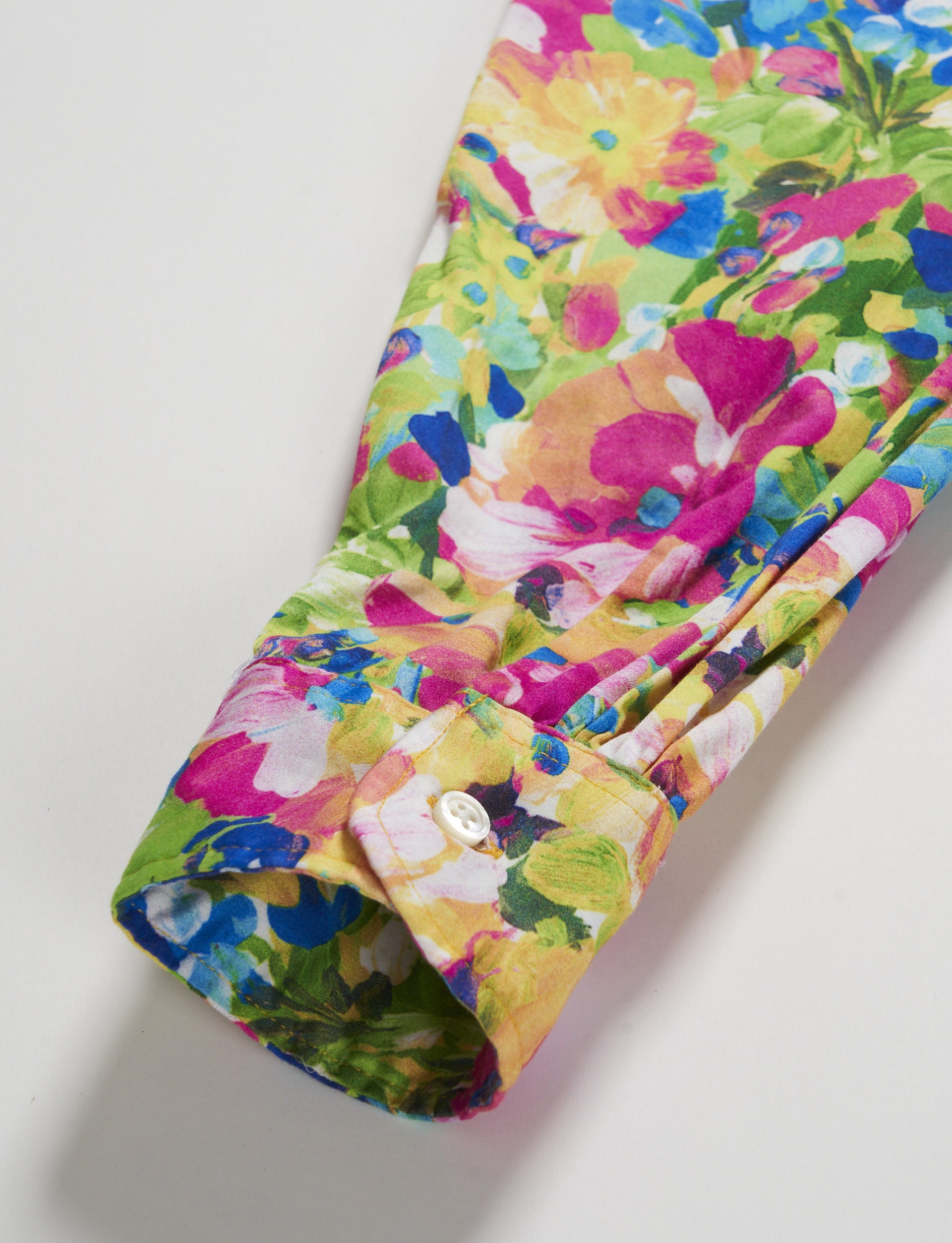 ENGINEERED GARMENTS Rounded Collar Shirt Yellow Cotton Floral Satin
