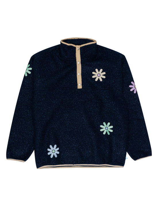 RECEPTION CLOTHING POP OVER FLOWERS PES SHERPA FLEECE NAVY