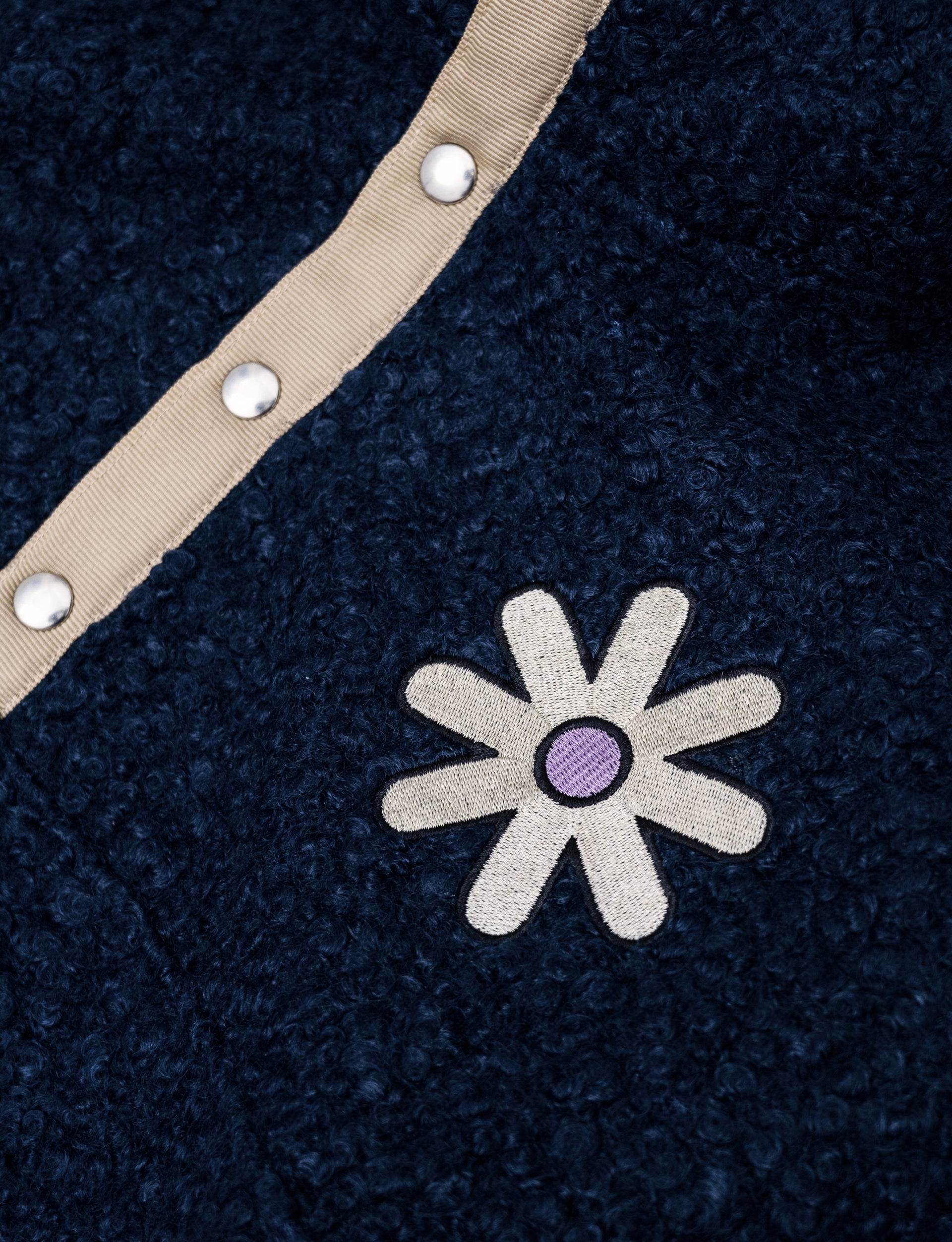 RECEPTION CLOTHING POP OVER FLOWERS PES SHERPA FLEECE NAVY