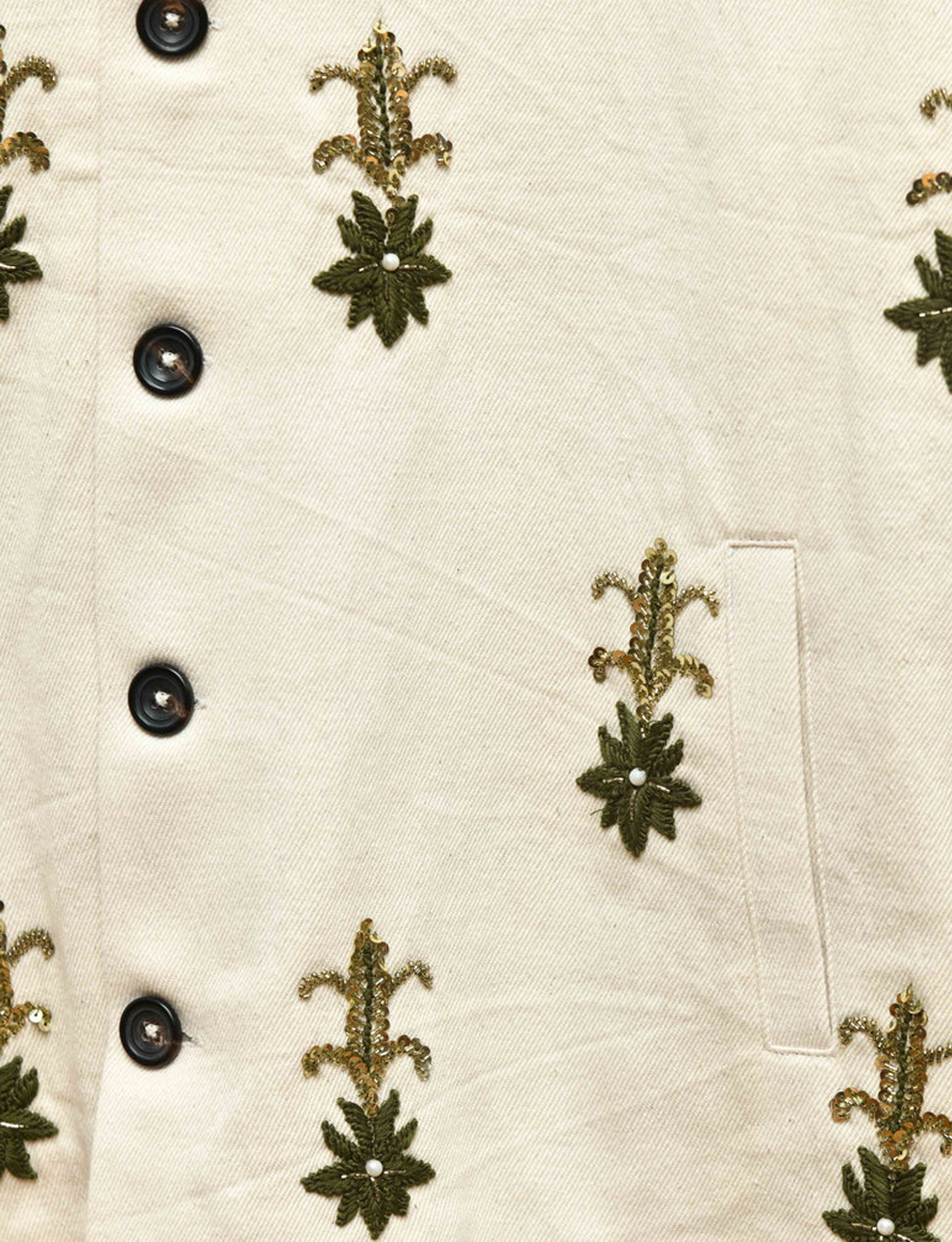 KARTIK RESEARCH CROPPED JACKET EMBROIDERED ECRU