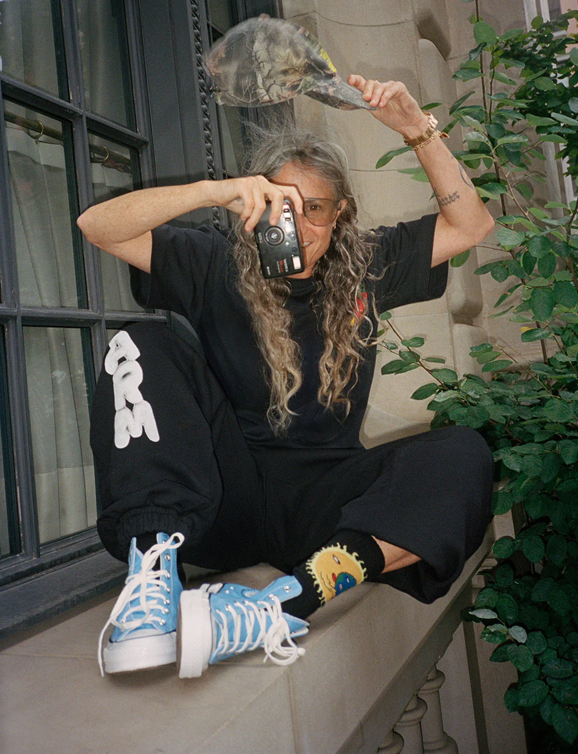 SKY HIGH FARM MOON EARTH JACQUARD SOCKS KN BLACK