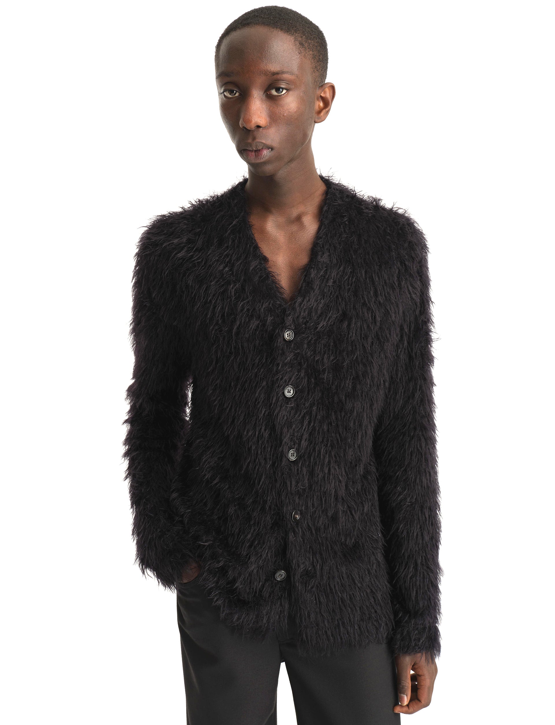 SÉFR OSHO CARDIGAN BLACK TECHNICAL MOHAIR