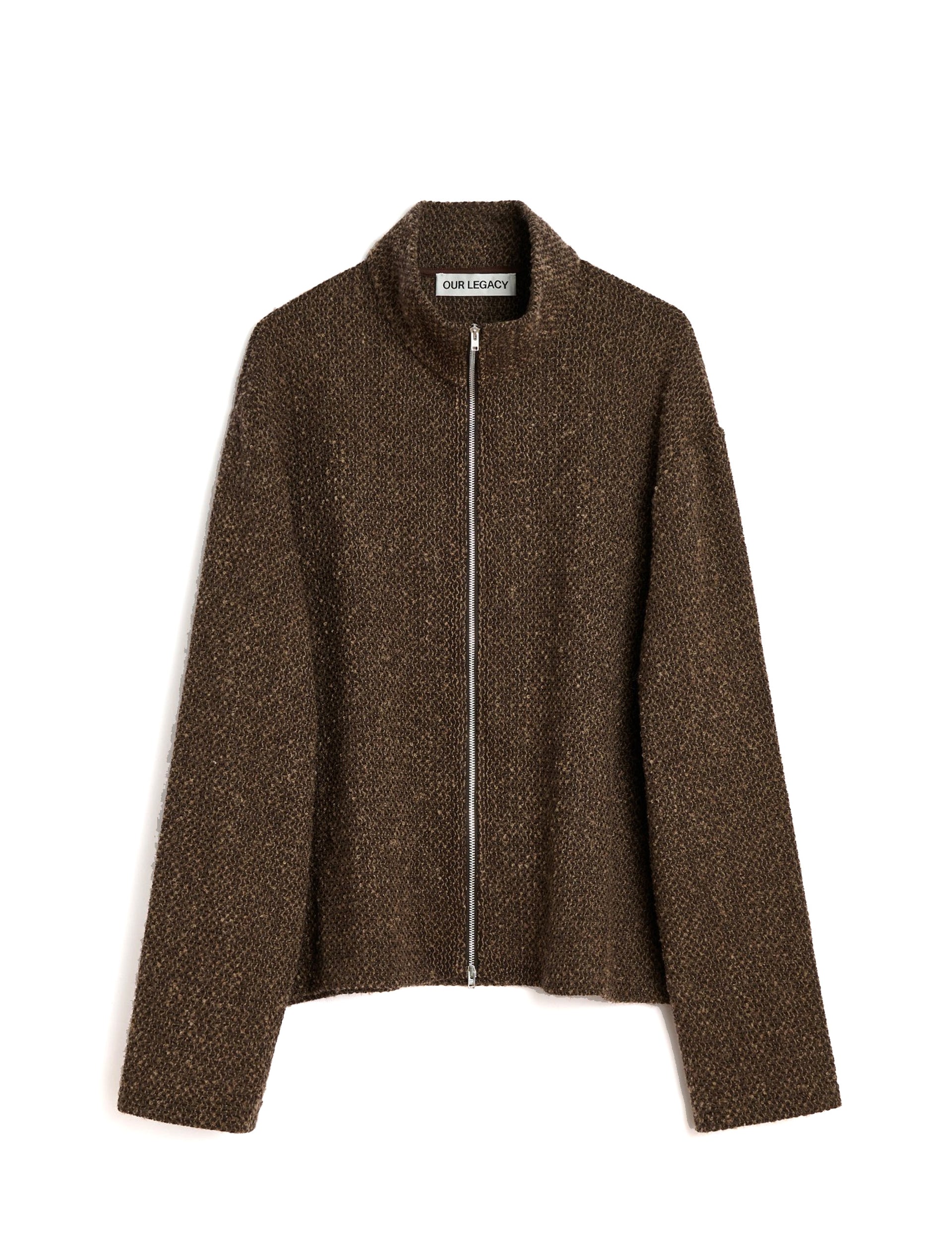 OUR LEGACY SHRUNKEN FULLZIP POLO Brown Sparse Buckle Weave
