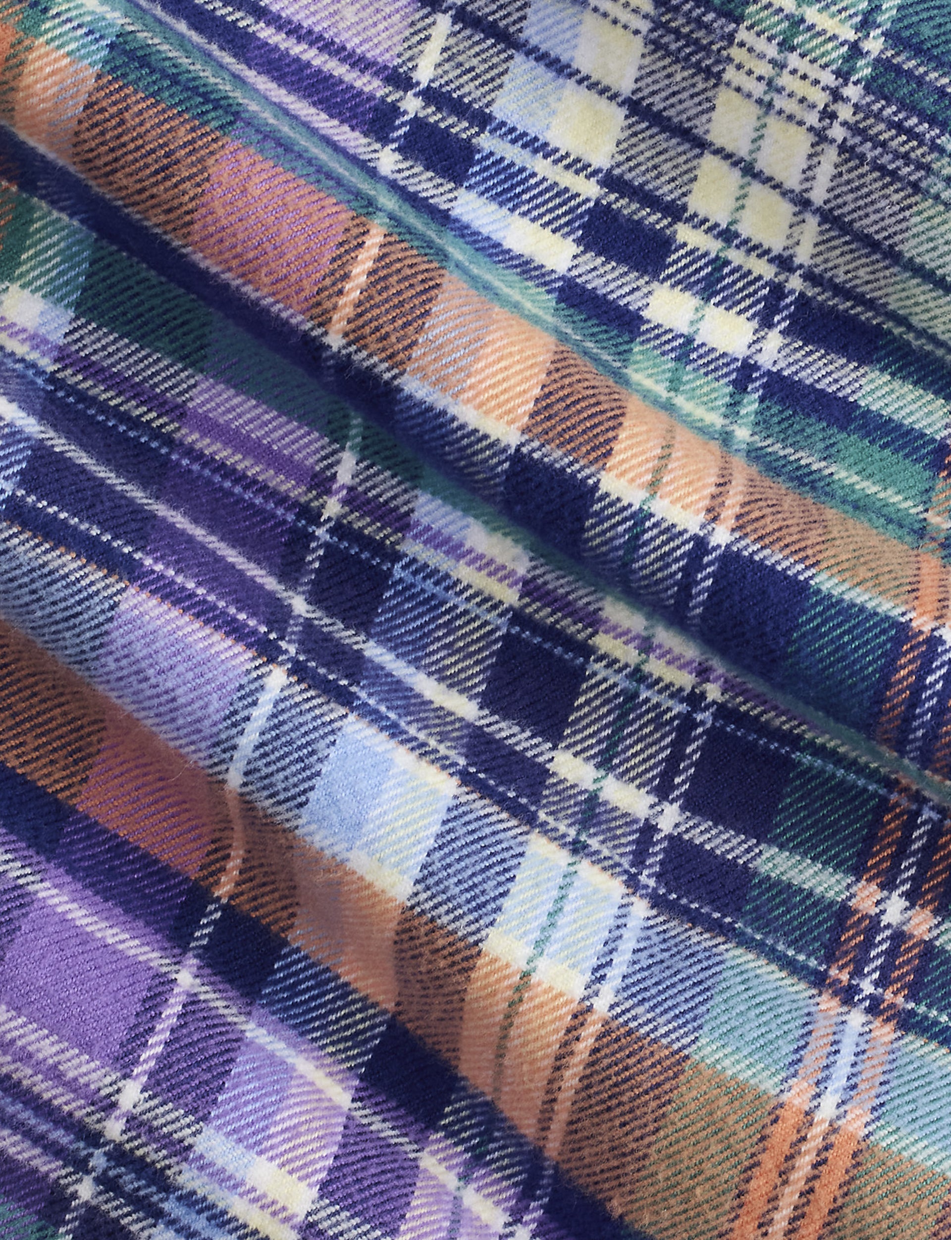 POLO RALPH LAUREN CLASSIC FIT PLAID BRUSHED TWILL SHIRT NAVY ORANGE