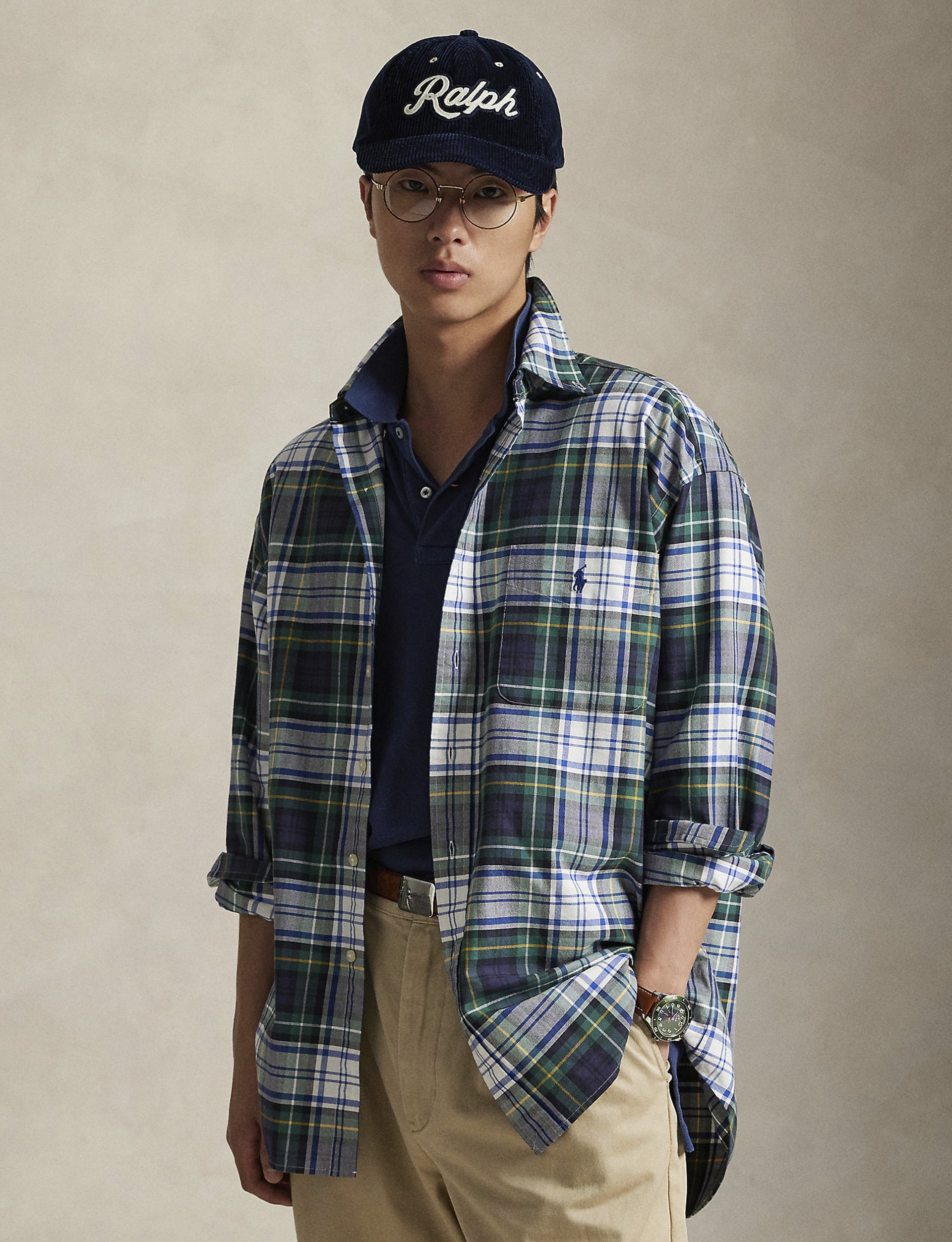 POLO RALPH LAUREN THE BIG OXFORD SHIRT WHITE/GREEN MULTI