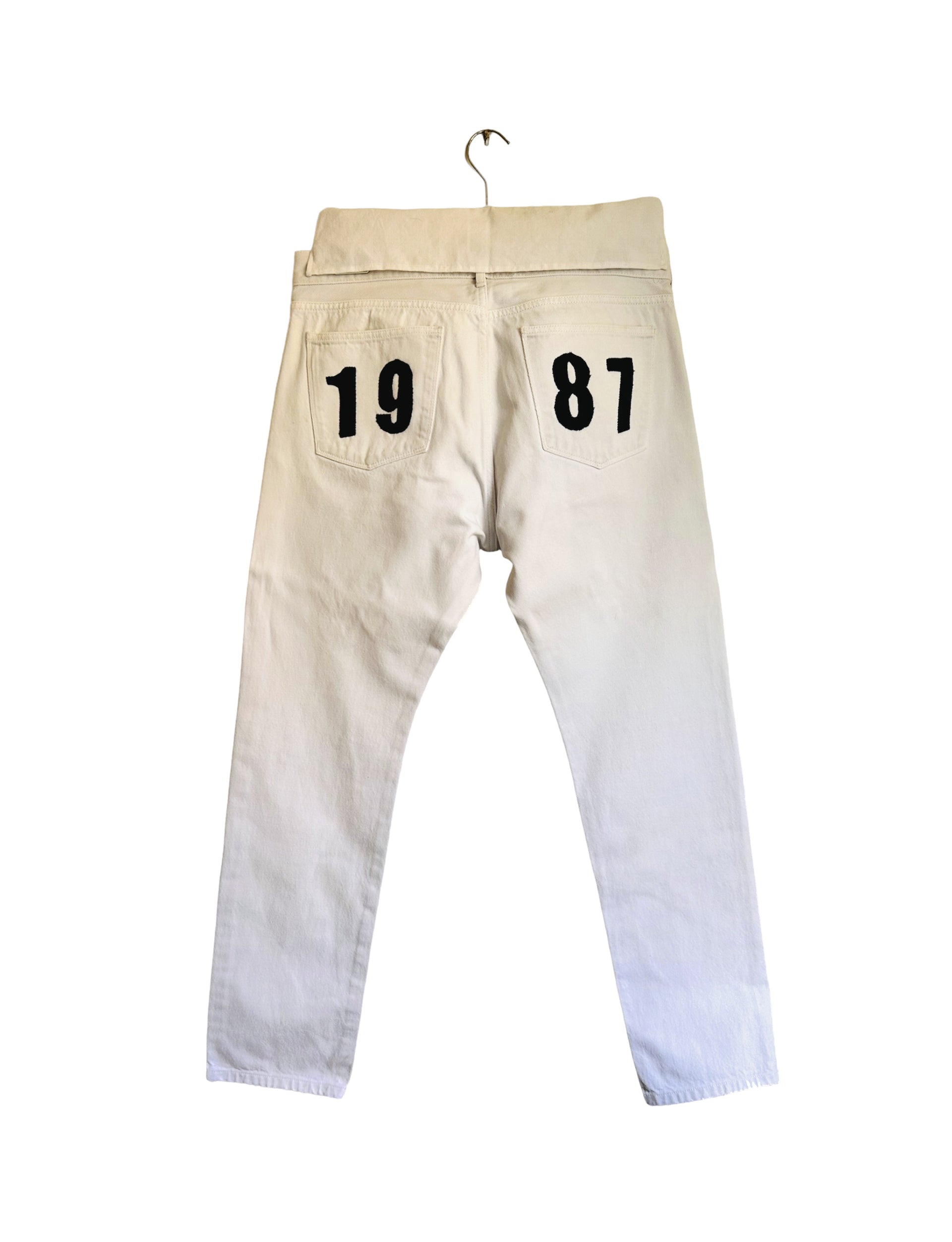 STUDIO PURAS HAND-APPLIQUÉ WHITE DENIM JEANS
