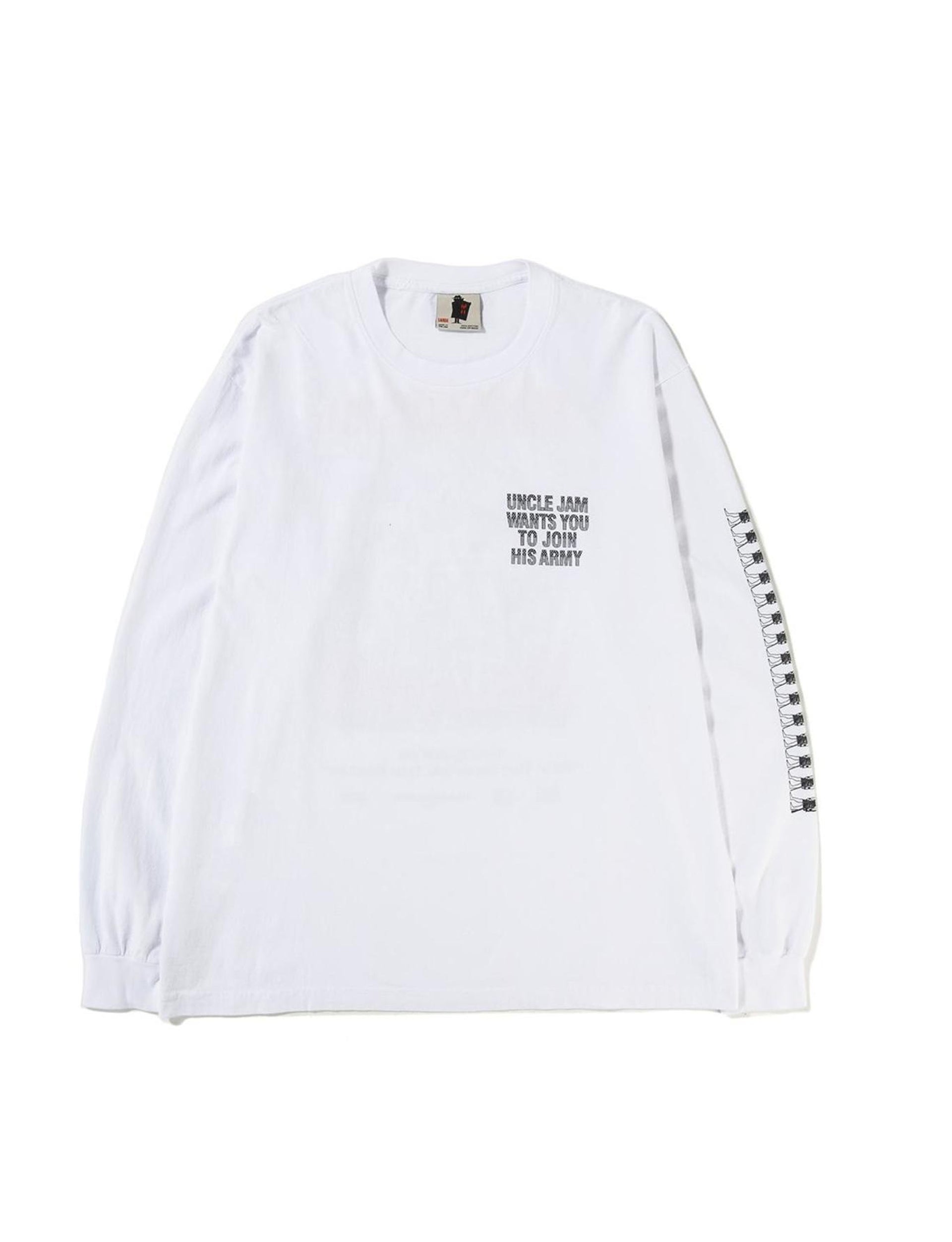 REAL BAD MAN Uncle Jam Tribute Long Sleeve T-shirt - White