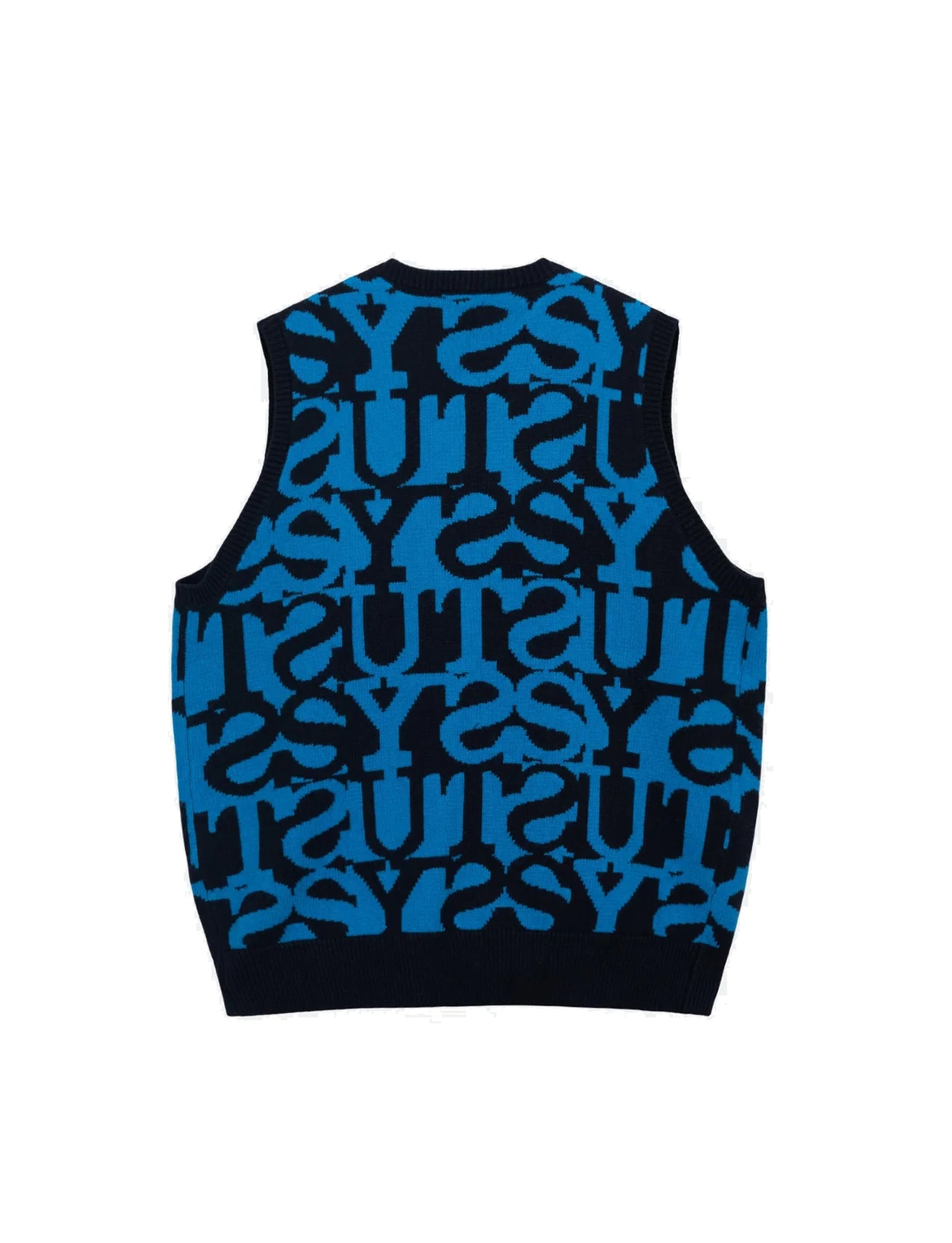 STÜSSY STACKED SWEATER VEST BLUE