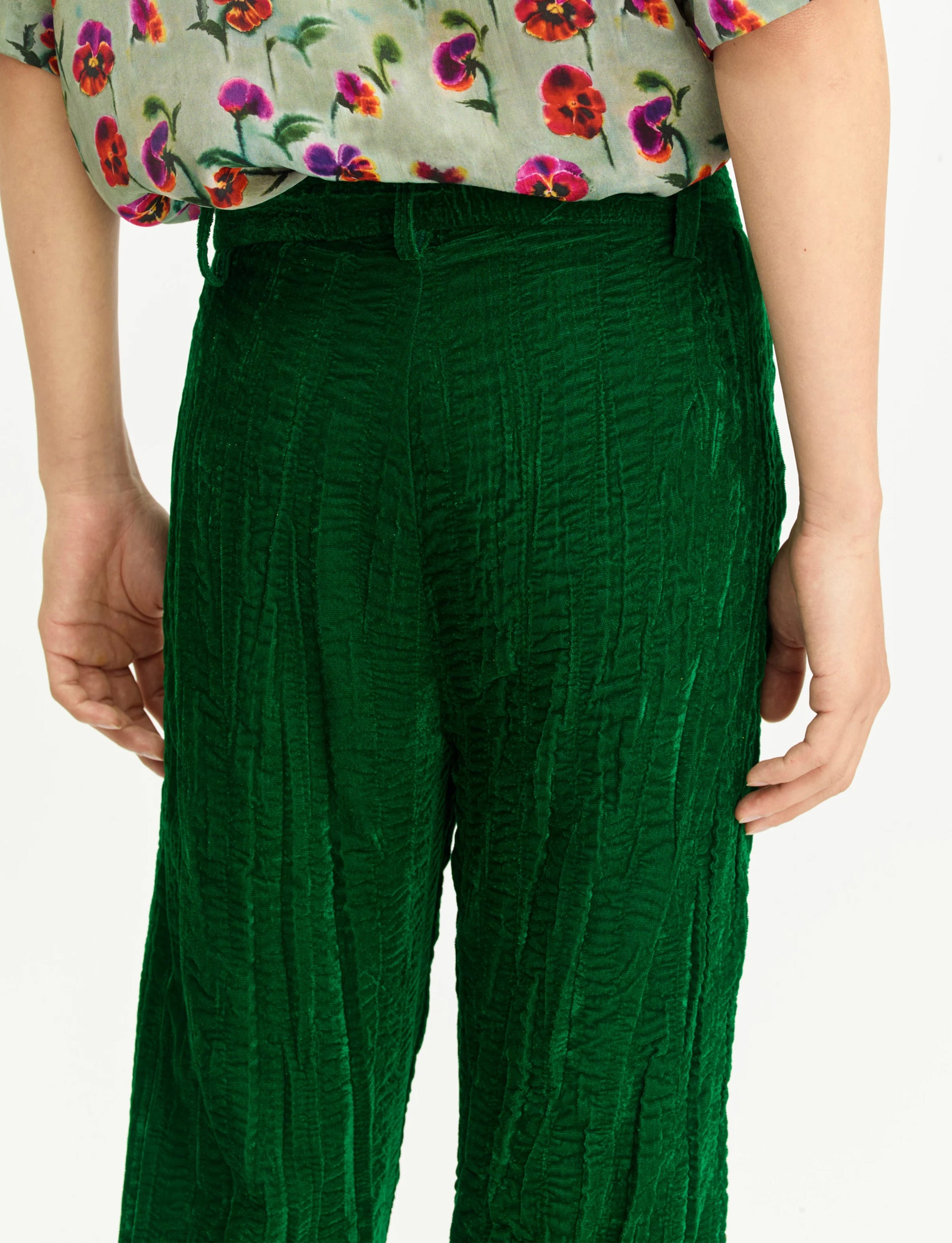 SÉFR MACEO TROUSERS BOTTLE GREEN VELOUR