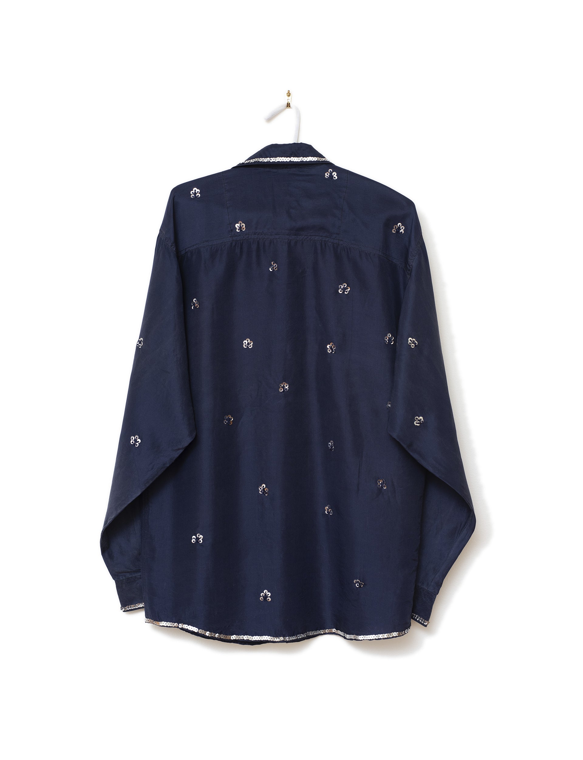 STUDIO PURAS BLUE SILK EMBROIDERED SHIRT