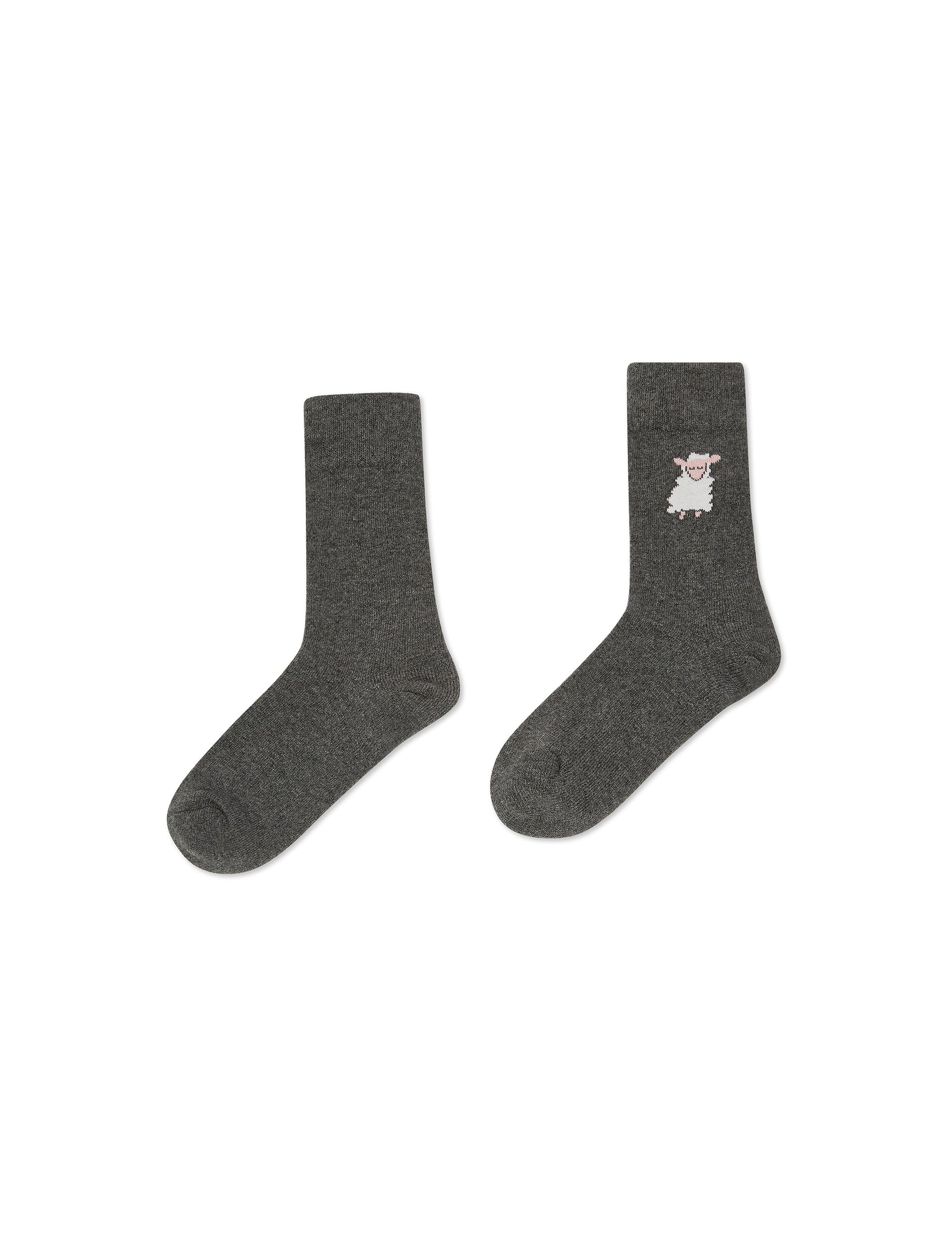 SKY HIGH FARM SHEEP EMBROIDERED SOCKS KNIT GREY