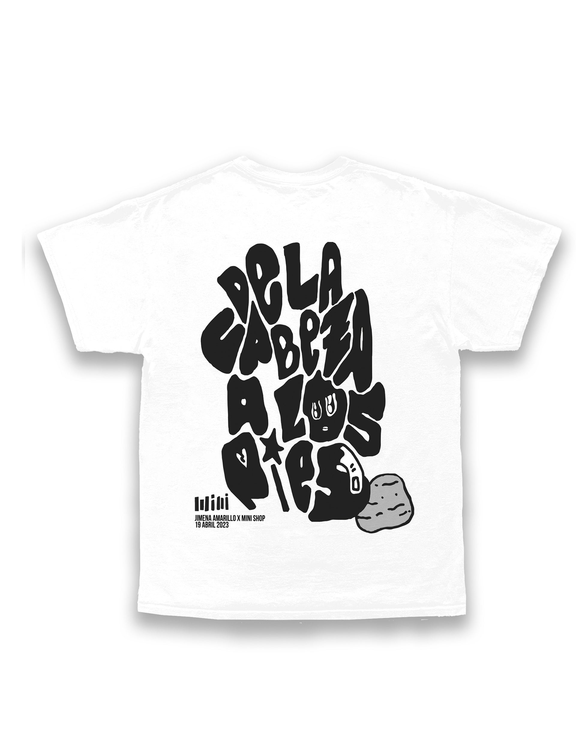 JIMENA AMARILLO DE LA CABEZA A LOS PIES WHITE BACK T-SHIRT