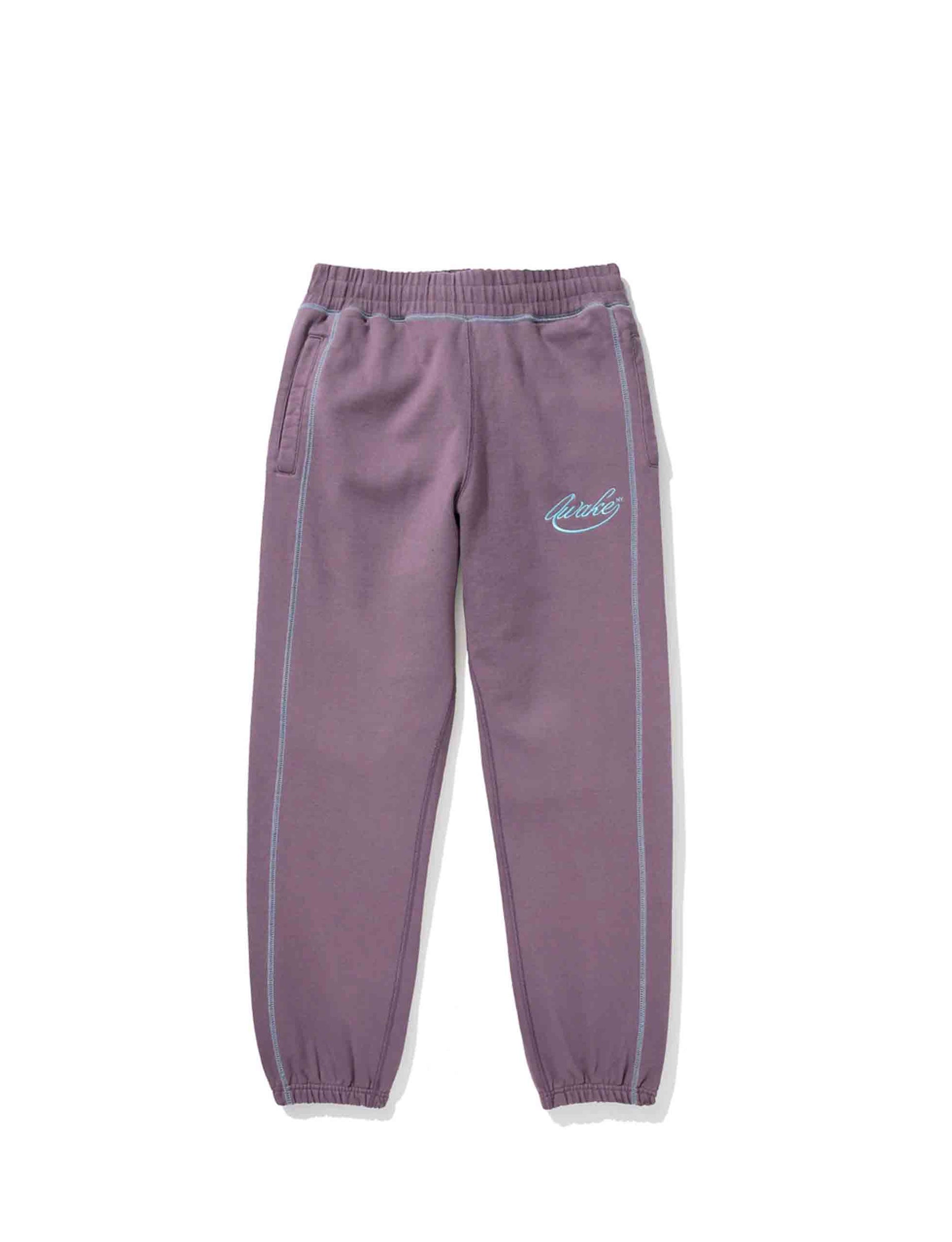 AWAKE NY CONTRAST STITCH SCRIPT LOGO SWEATPANT PURPLE