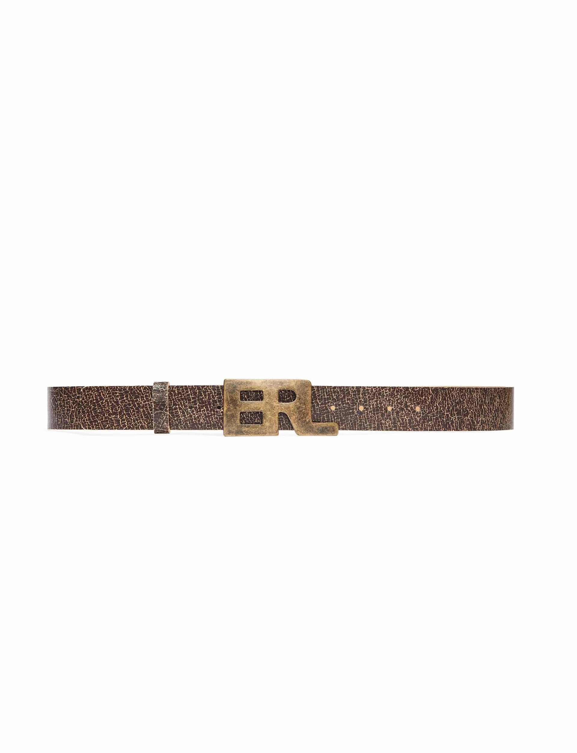 ERL UNISEX LOGO BELT LEATHER BROWN