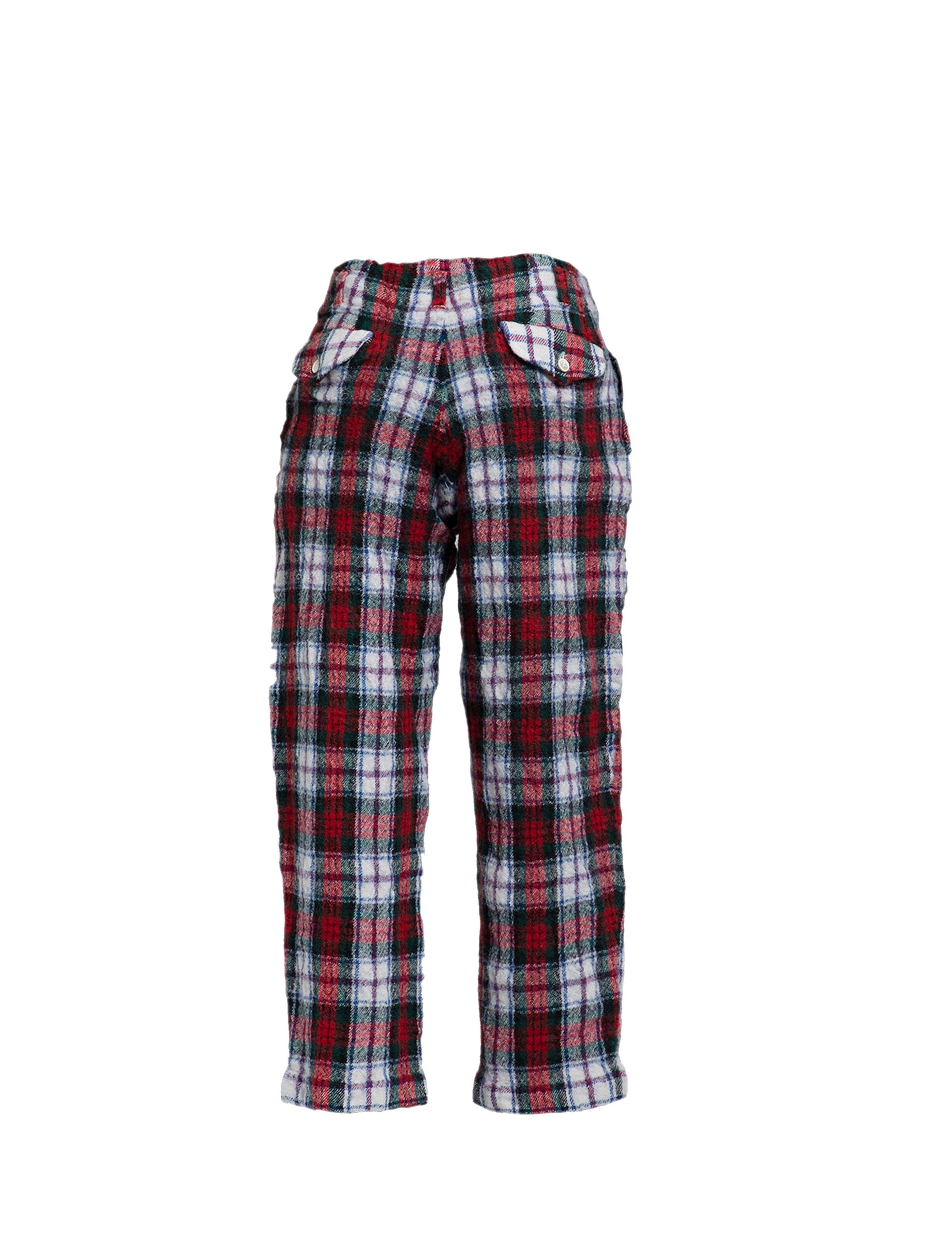 COMME DES GARÇONS SHIRT MENS PANTS CHECK RED / WHITE